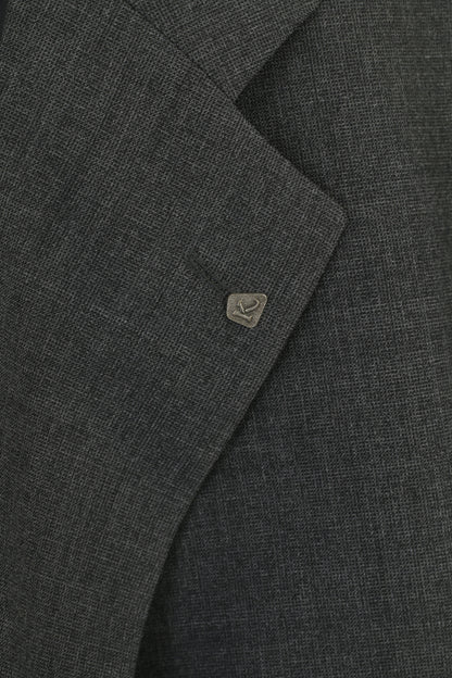 KLOTZ Uomo 59 XXL Blazer Grigio Misto Lana Gutco Germany Giacca monopetto