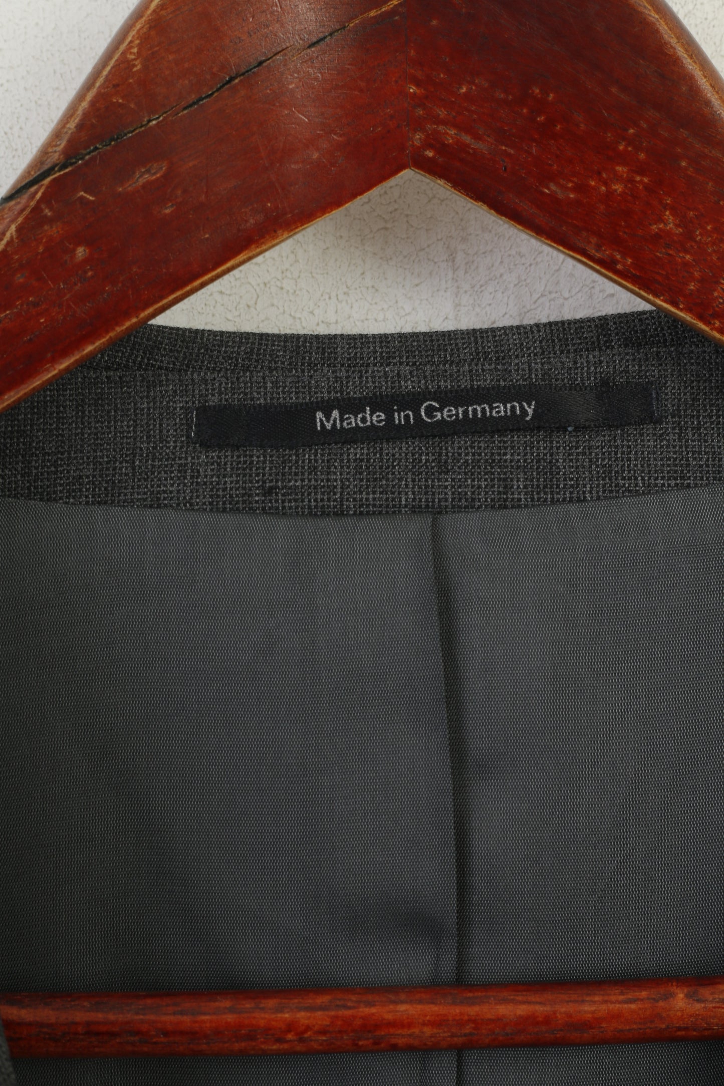 KLOTZ Uomo 59 XXL Blazer Grigio Misto Lana Gutco Germany Giacca monopetto