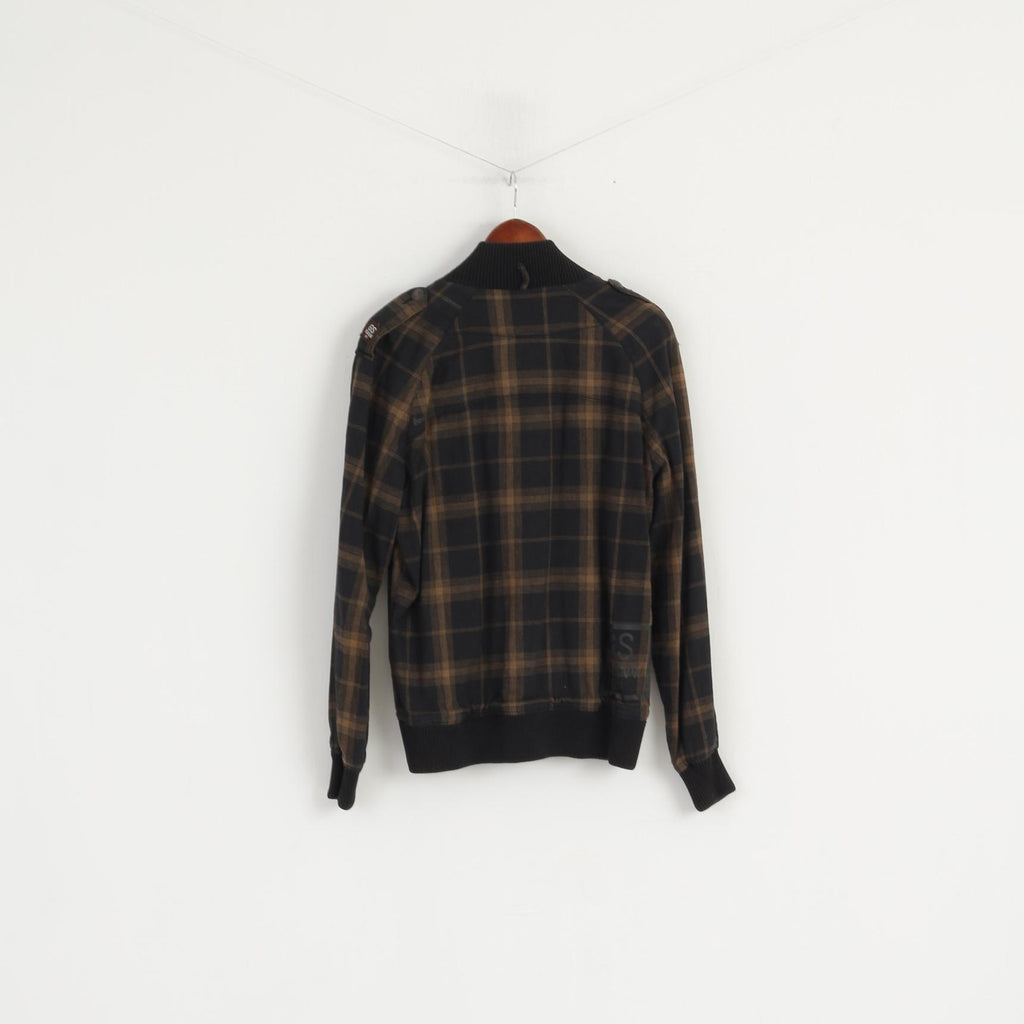 Giacca G-Star Raw Denim da donna M. Bomber marrone a quadri Astron con maniche raglan e zip