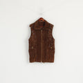New Fast C&A Women 36 10 Vest Brown Leather Pig Suede Full Zipper Detailed Top