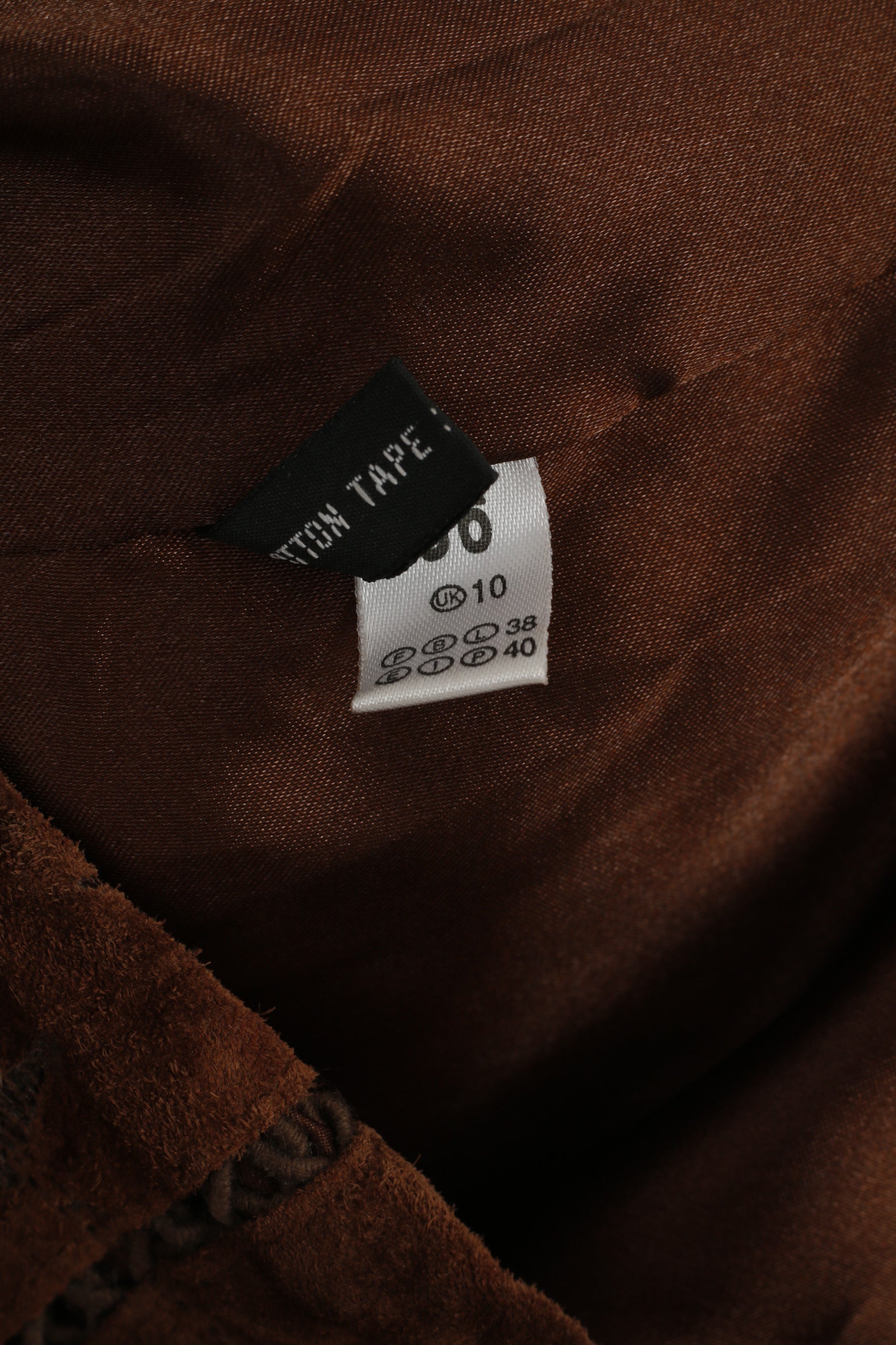 New Fast C&A Women 36 10 Vest Brown Leather Pig Suede Full Zipper Detailed Top