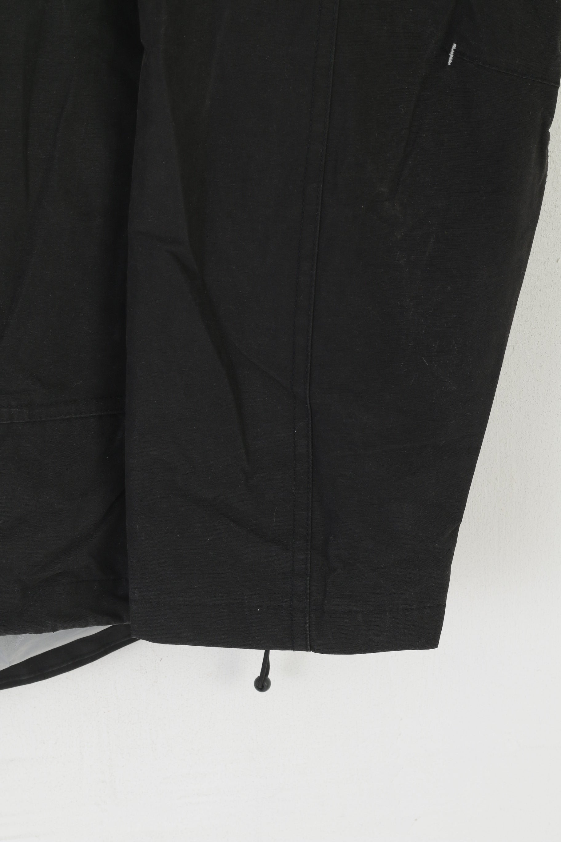 Slazenger Hommes L Veste Noir Coton Nylon À Capuche Extérieure Fermeture Éclair Complète Vintage Top