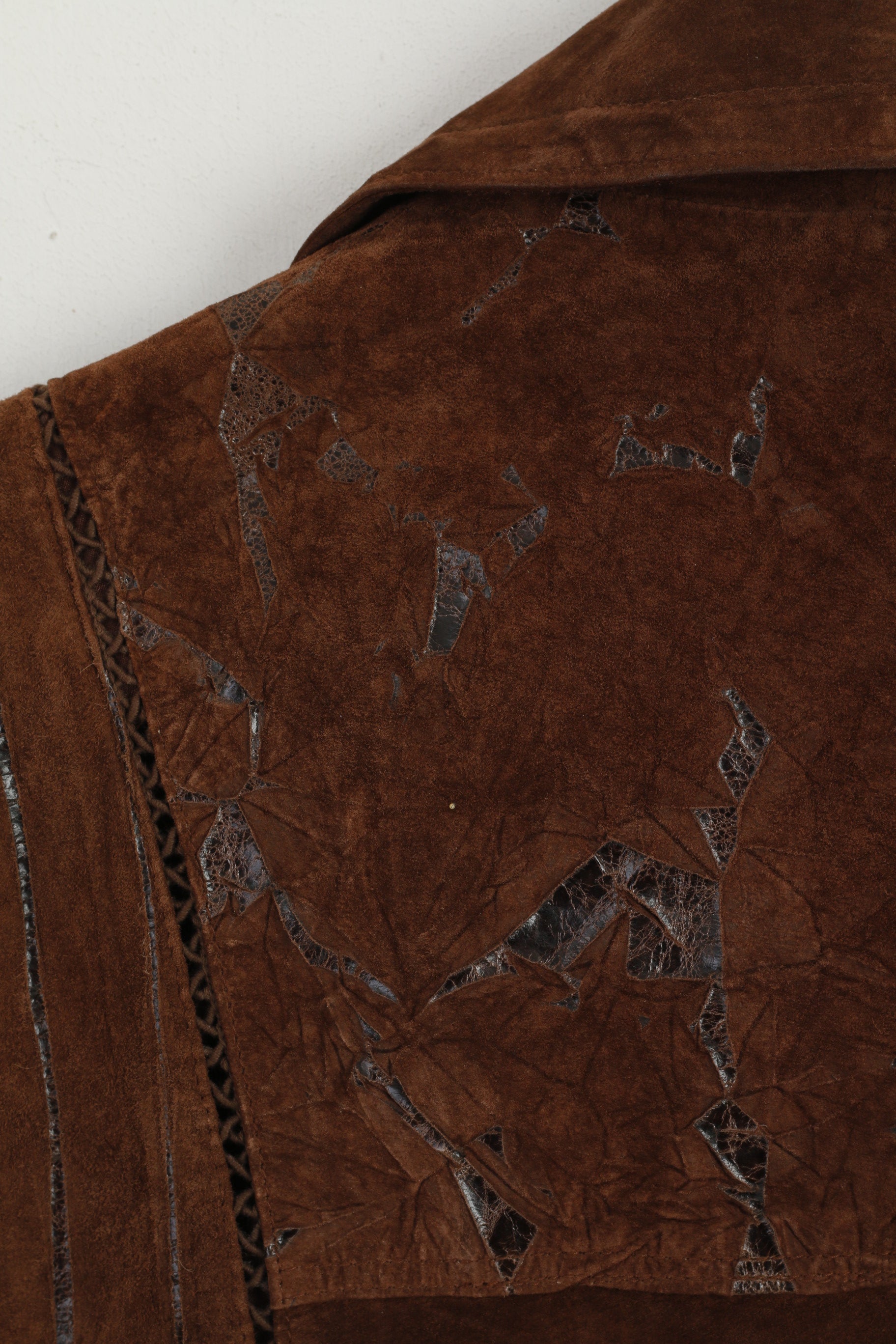 Nouveau Fast C&amp;A Femmes 36 10 Gilet En Cuir Marron En Daim De Porc Fermeture Éclair Complète Haut Détaillé