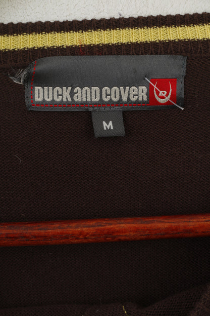 Duck and Cover Men M Jumper Marron Coton Poche Classique Pull Uni