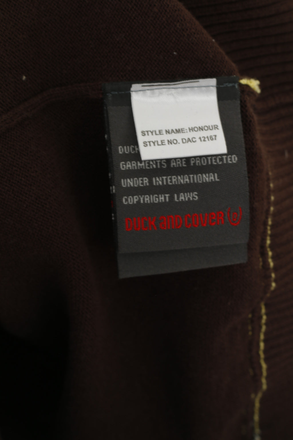 Duck and Cover Men M Jumper Brown Cotton Pocket Classic Plain Sweater