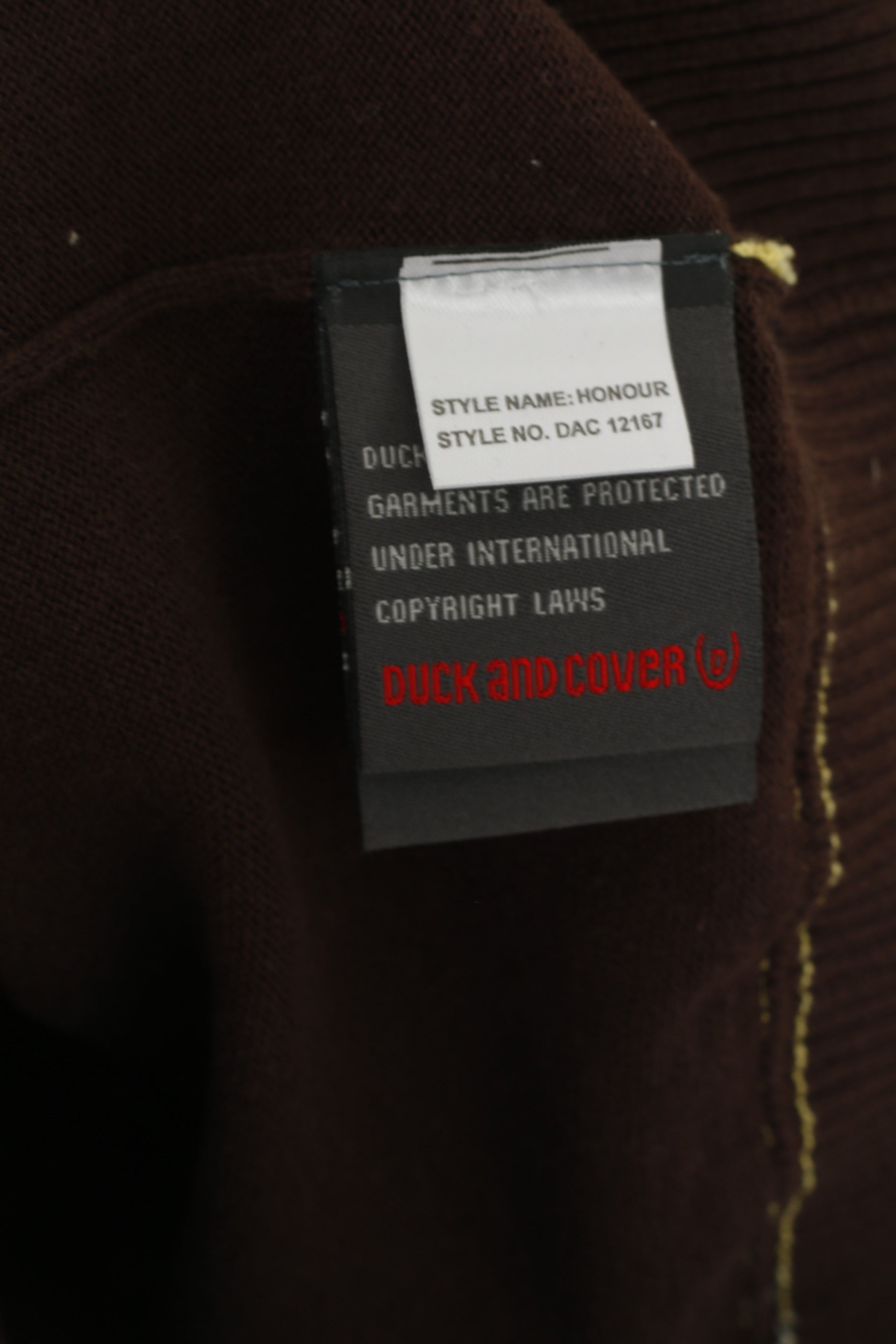 Duck and Cover Men M Jumper Brown Cotton Pocket Classic Plain Sweater