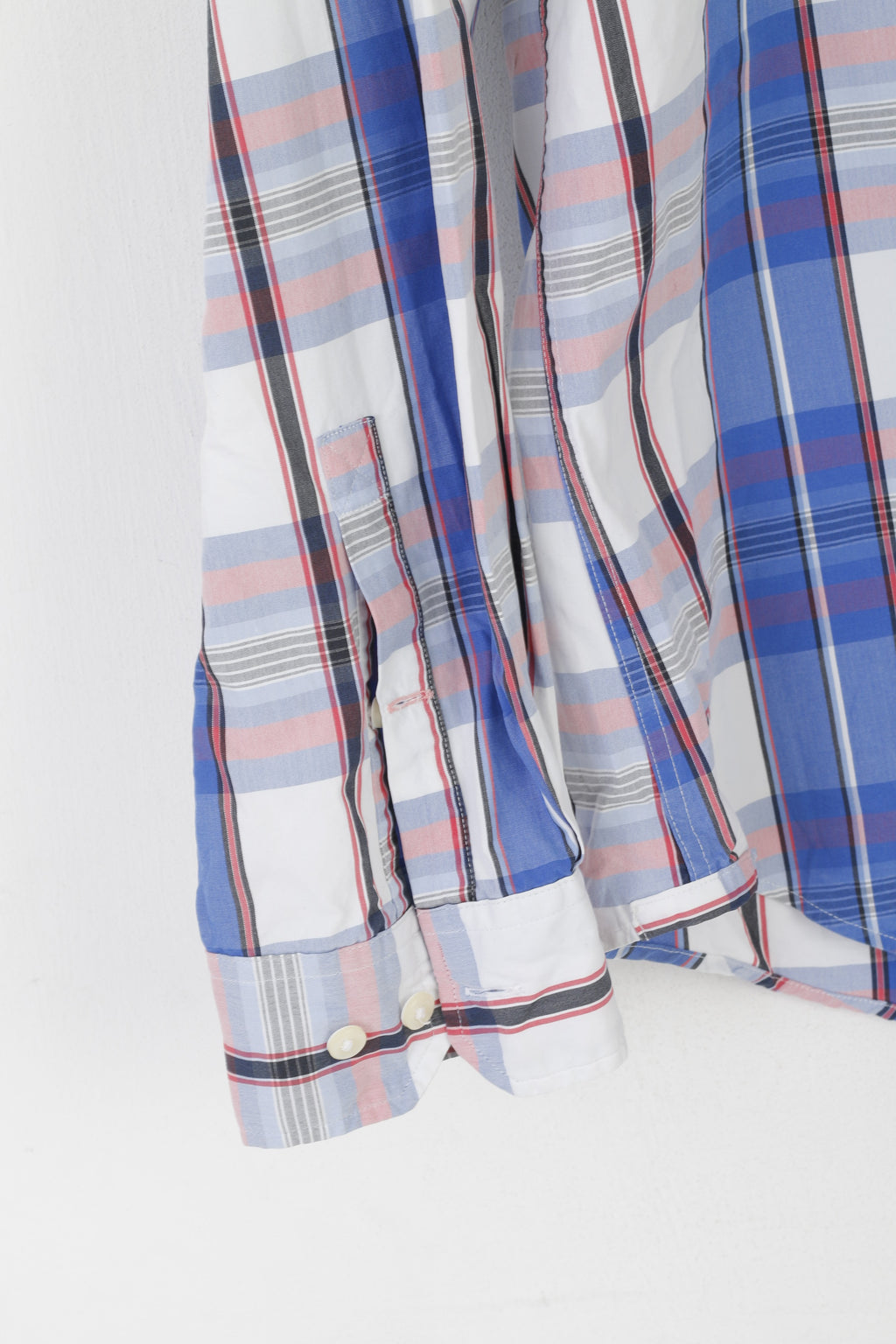 Thomas Pink London Men L Casual Shirt Blue Cotton Check Long Sleeve Top