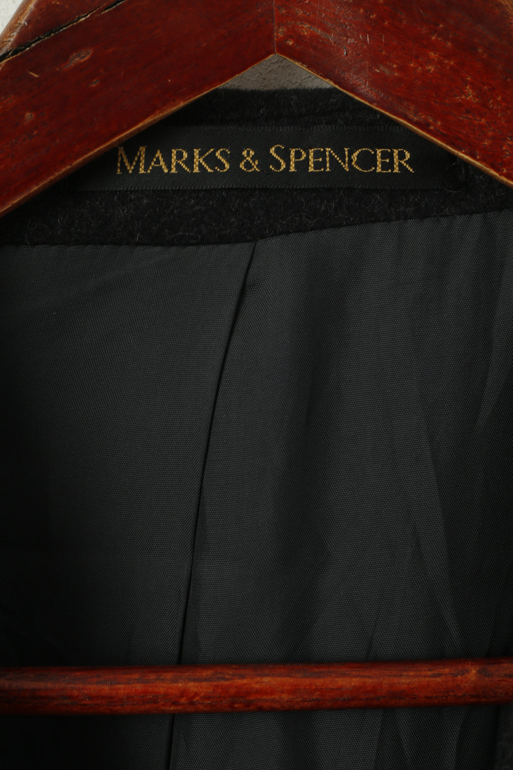 Marks &amp; Spencer Hommes 42 M Veste Charcoal Laine Riche Classique Manteau Simple Boutonnage