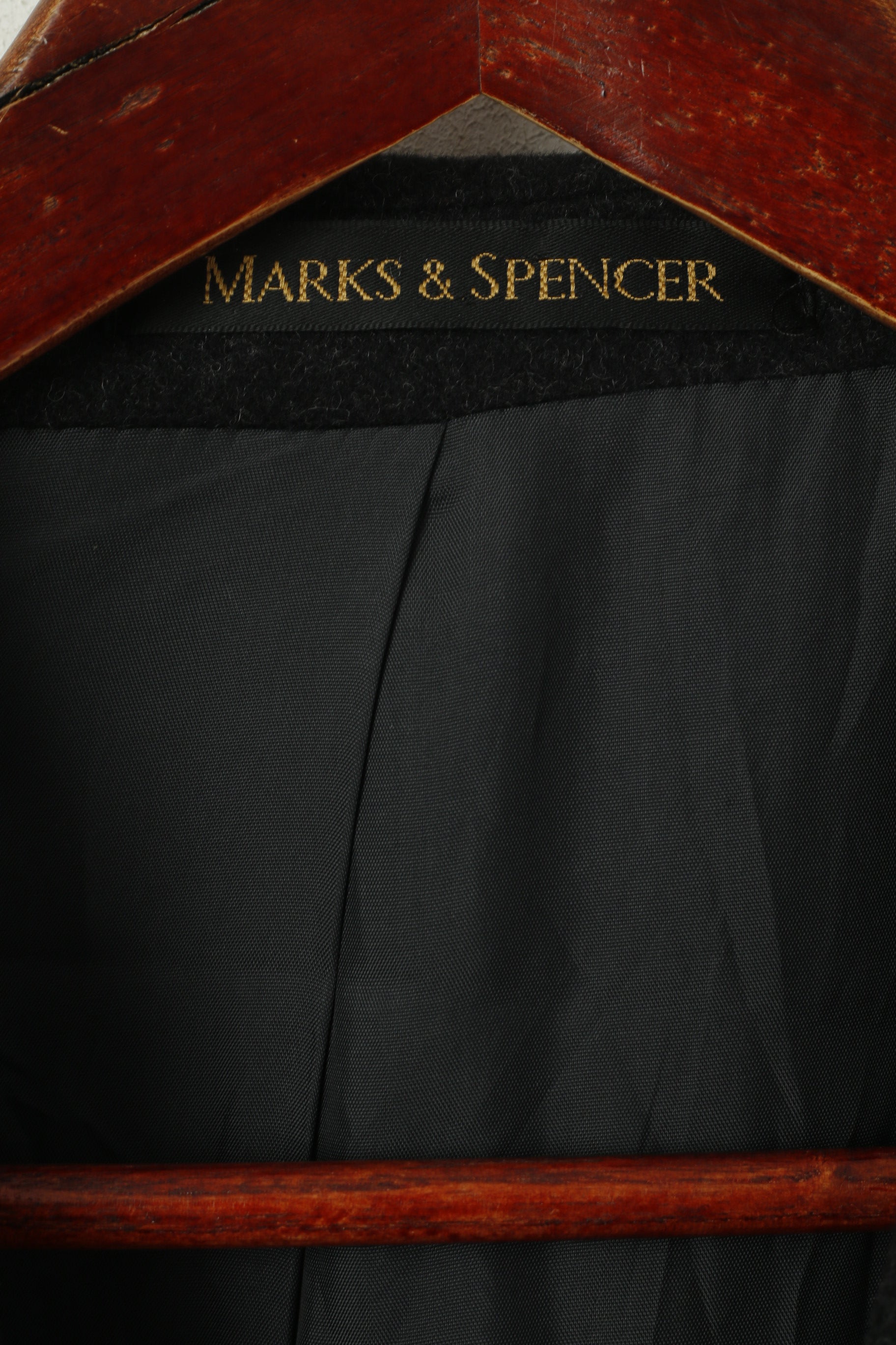 Marks &amp; Spencer Hommes 42 M Veste Charcoal Laine Riche Classique Manteau Simple Boutonnage