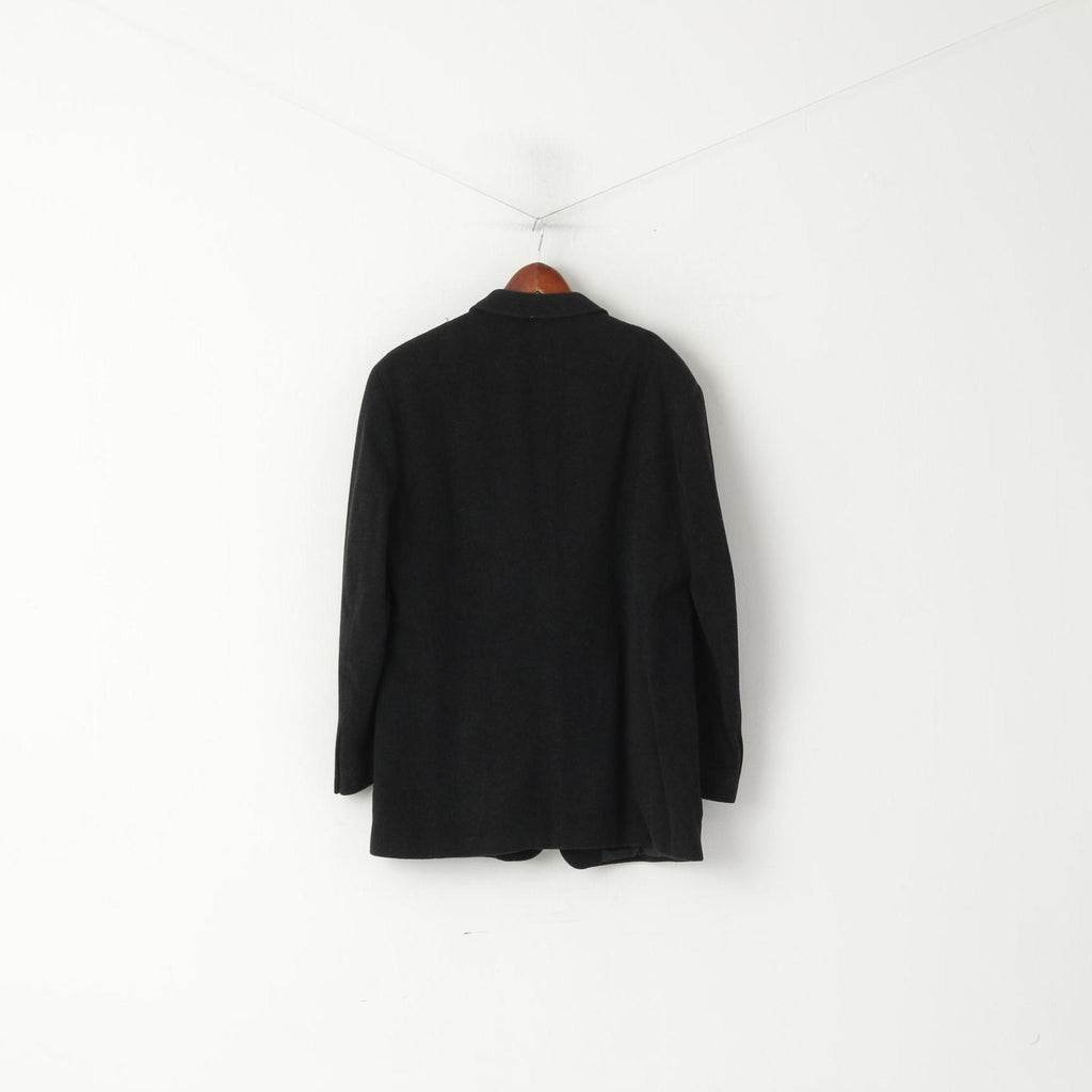 Marks &amp; Spencer Hommes 42 M Veste Charcoal Laine Riche Classique Manteau Simple Boutonnage