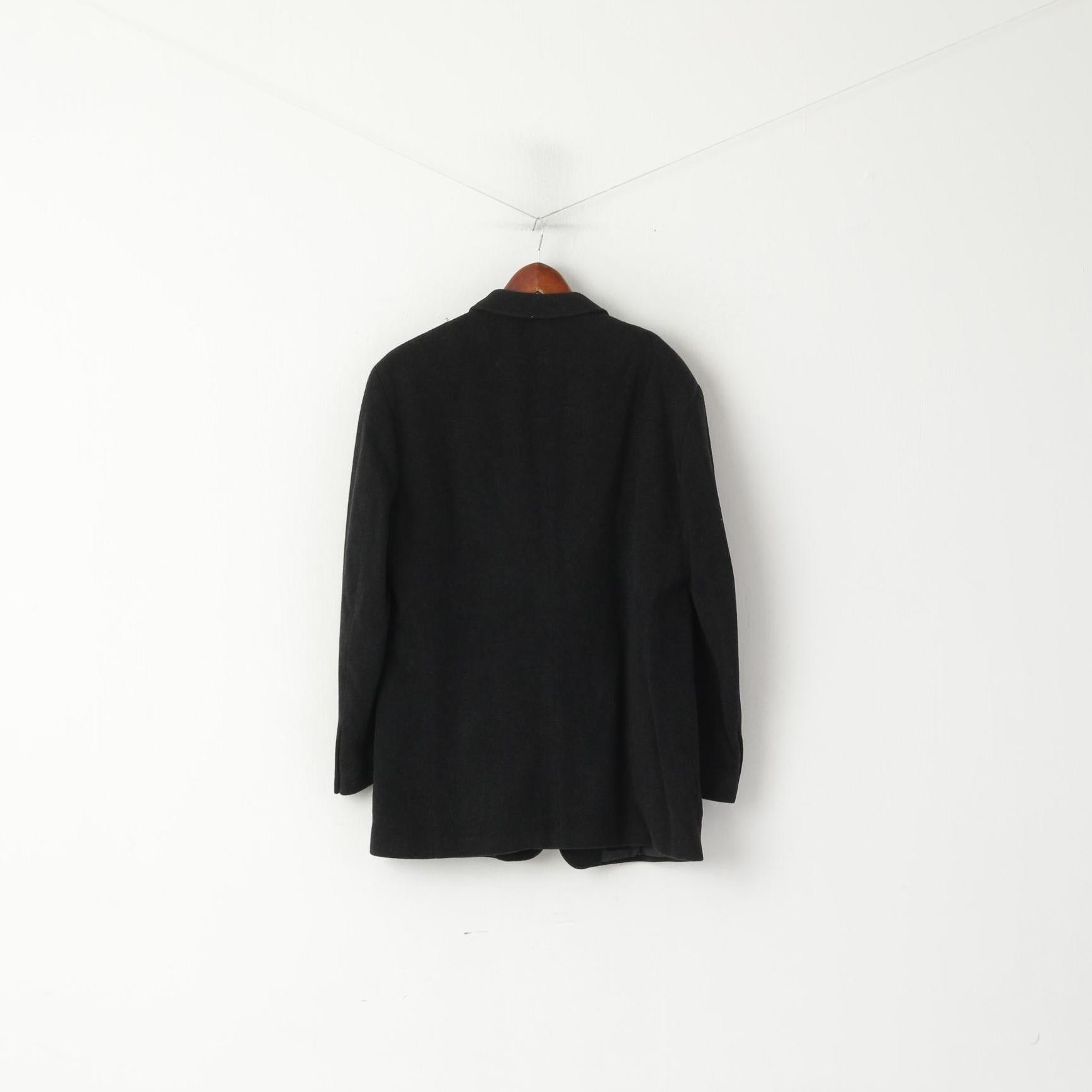 Marks &amp; Spencer Hommes 42 M Veste Charcoal Laine Riche Classique Manteau Simple Boutonnage