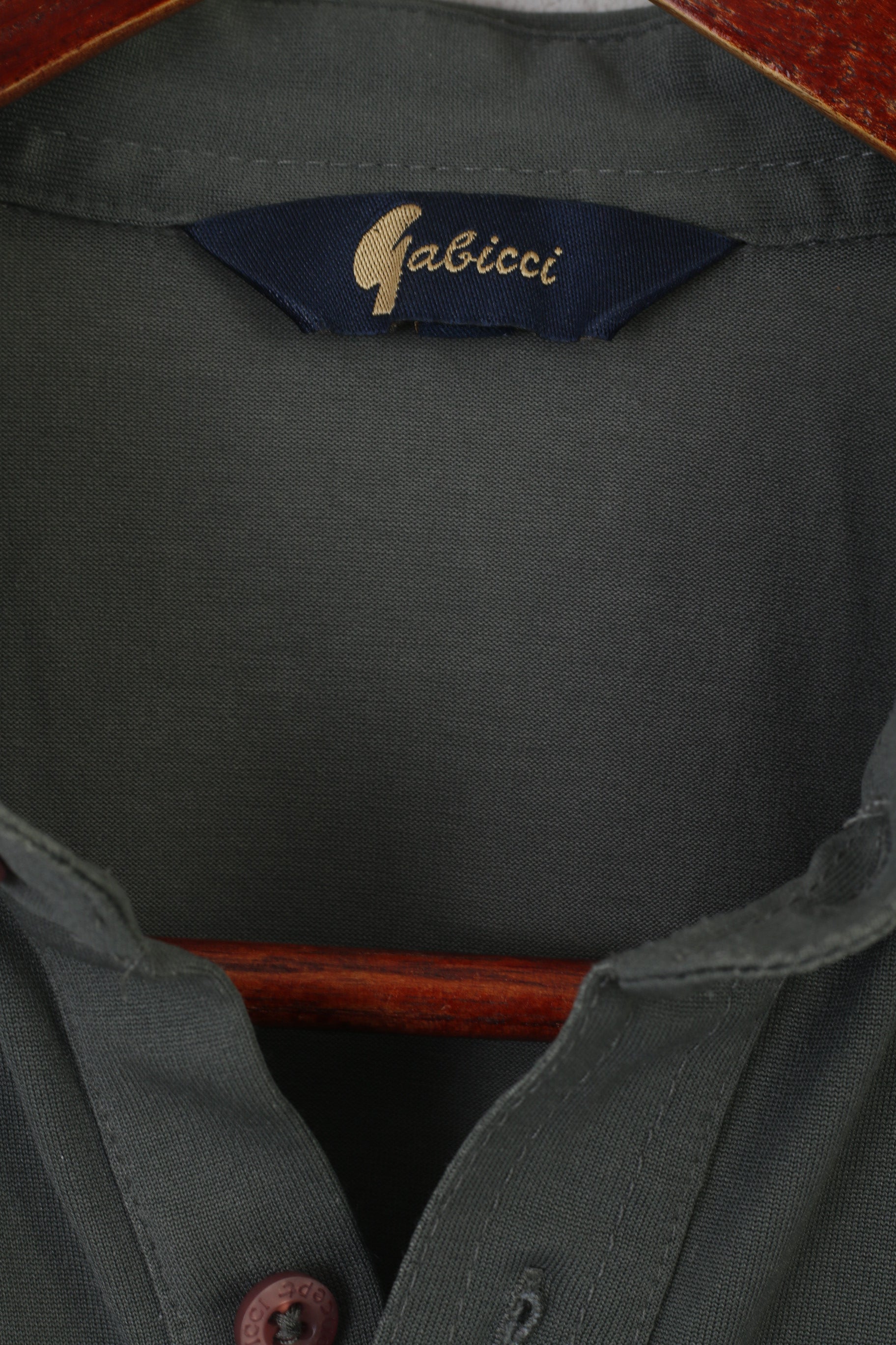 Gabicci Hommes M Polo Kaki Brillant Poche Boutons Détaillés Haut Rétro