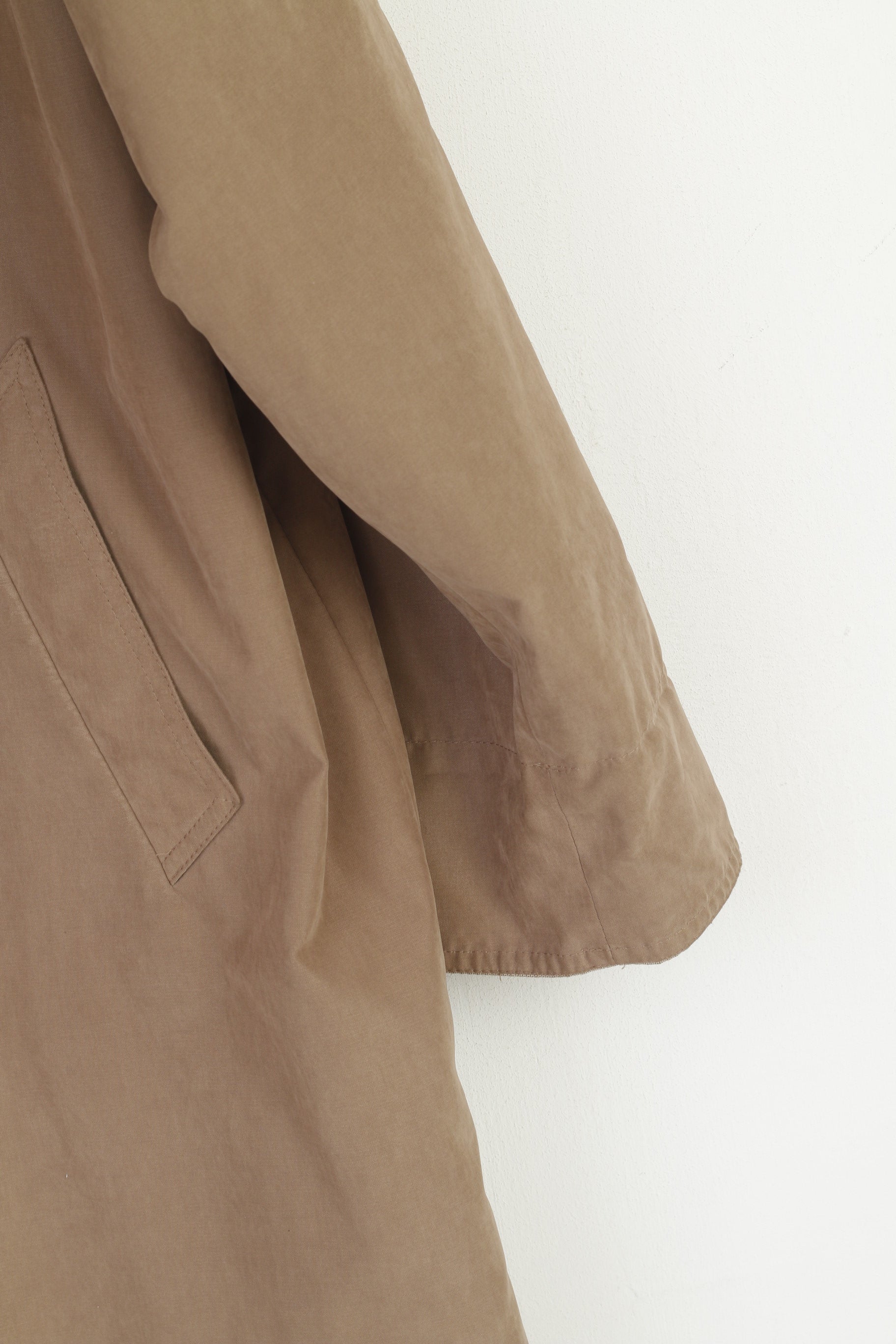 Finn-Flare Collection Women 40 L Coat Taupe Zip Up Shoulder Pads Retro Single Breasted Top