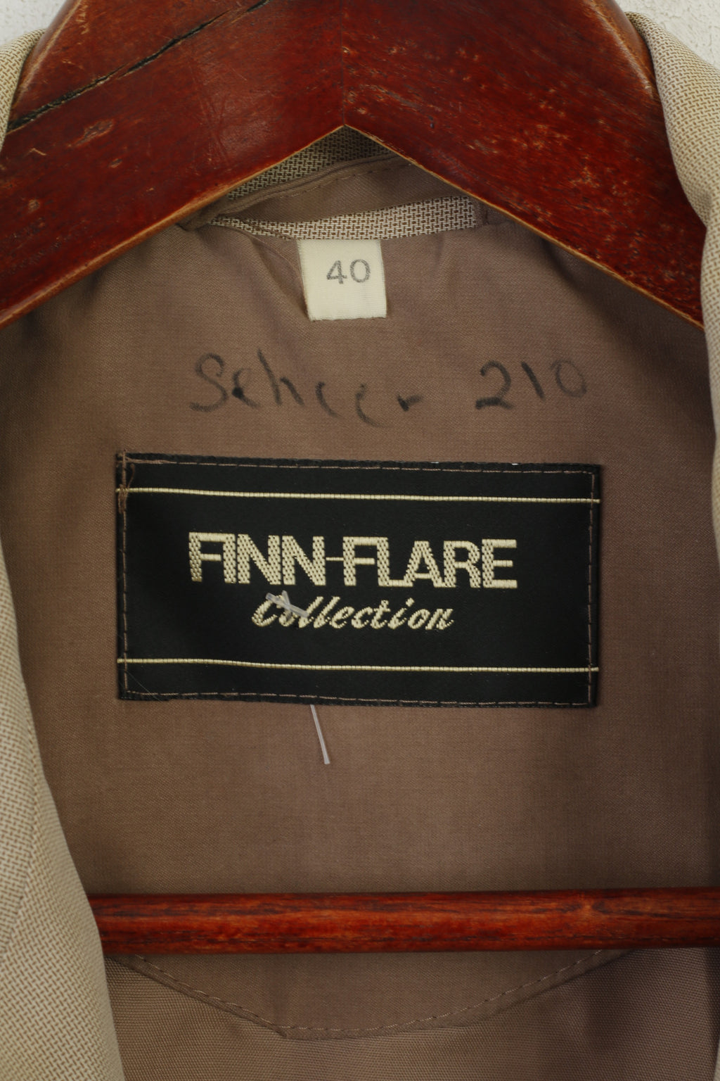 Finn-Flare Collection Women 40 L Coat Taupe Zip Up Shoulder Pads Retro Single Breasted Top