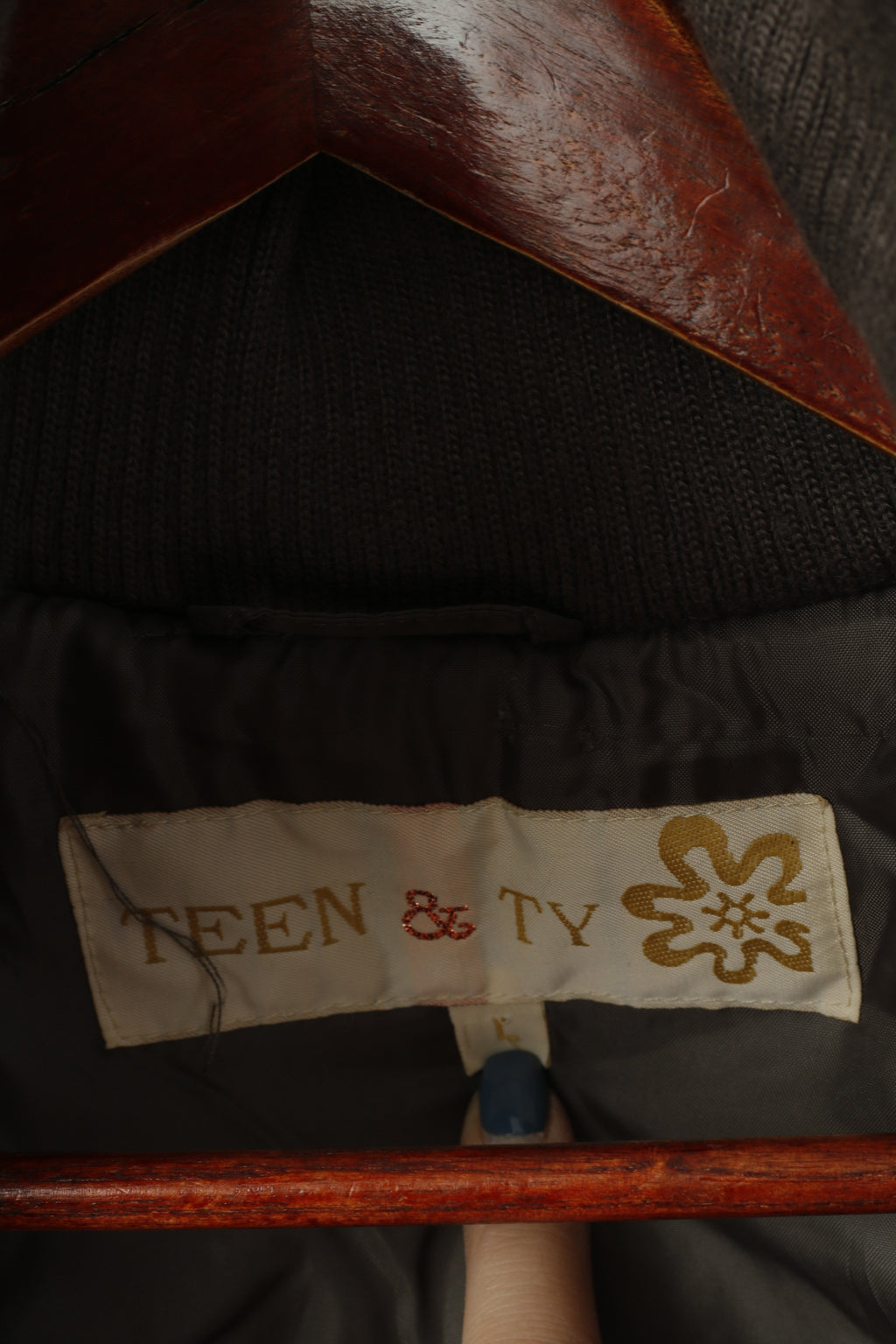 Teen & Ty Women L (M) Bomber Jacket Shiny Khaki Paded Cropped Nylon Waterproof Hood Top