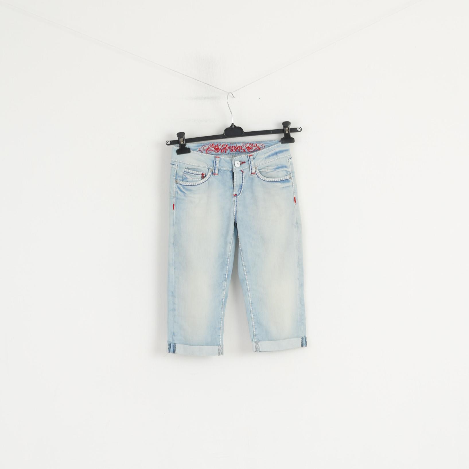 Denim By Soccx Women 26 Shorts Light Blue Denim Cotton Stretch Summer