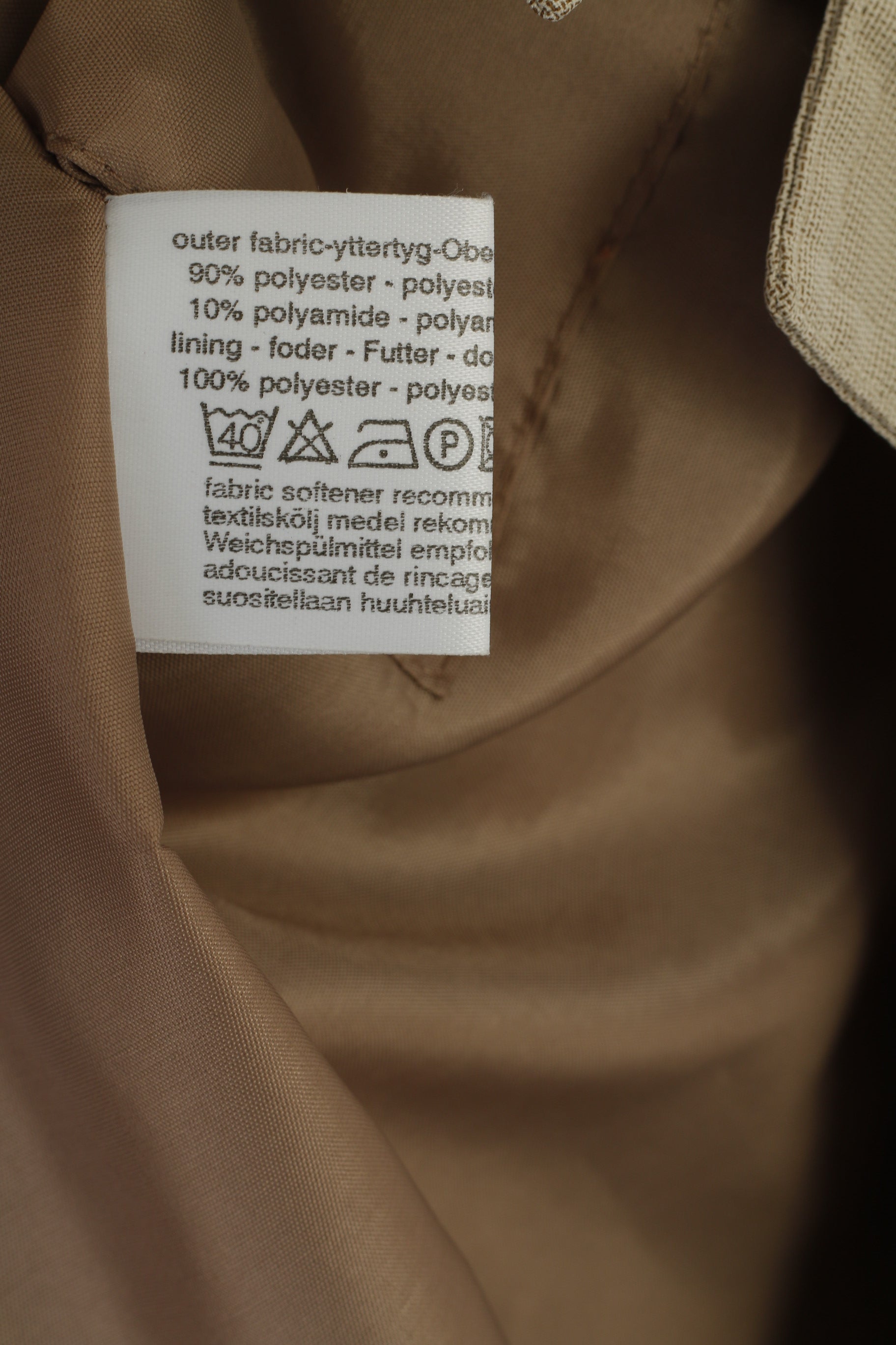 Finn-Flare Collection Women 40 L Coat Taupe Zip Up Shoulder Pads Retro Single Breasted Top