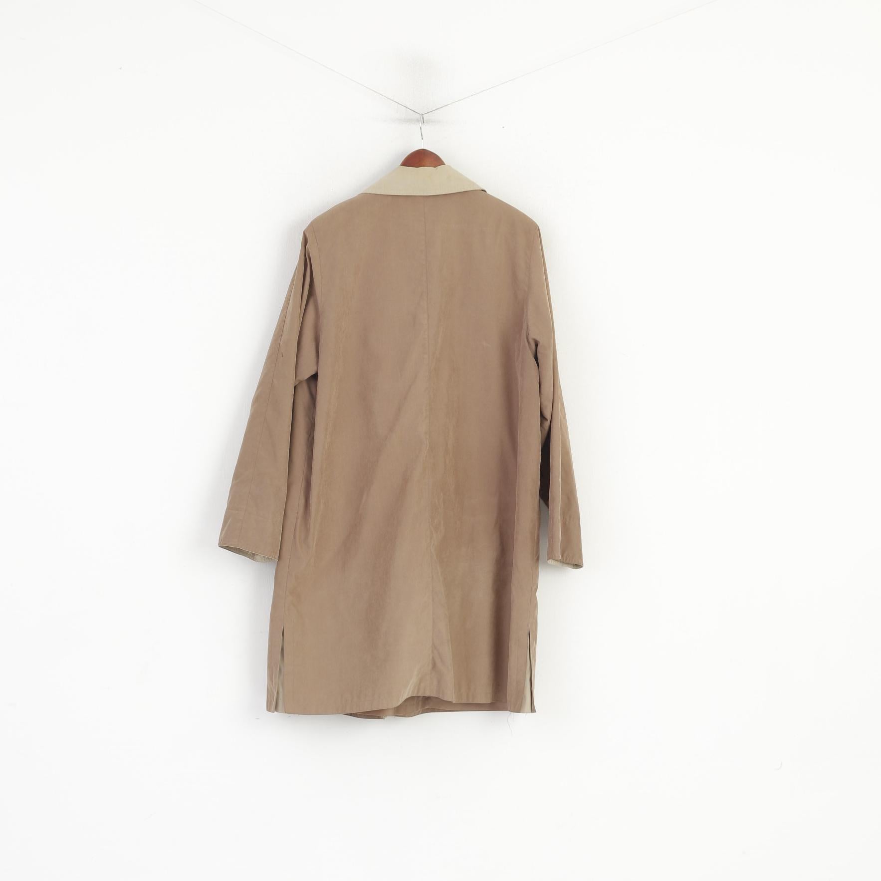 Finn-Flare Collection Women 40 L Coat Taupe Zip Up Shoulder Pads Retro Single Breasted Top