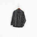 Class Black Man Collection Men XXL (XL)  Casual Shirt Black Striped Long Sleeve Cotton Top