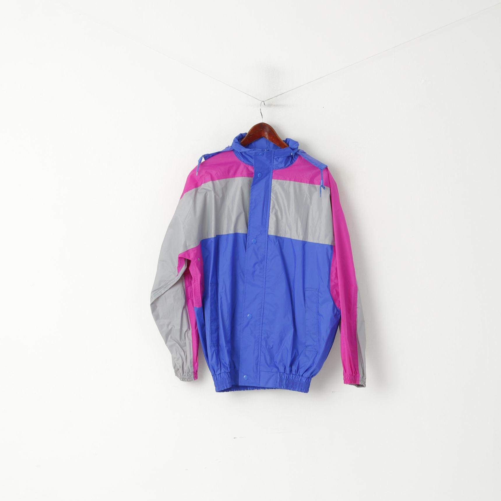 Giacca vintage da uomo L. Top in nylon blu con cerniera leggera antipioggia leggera