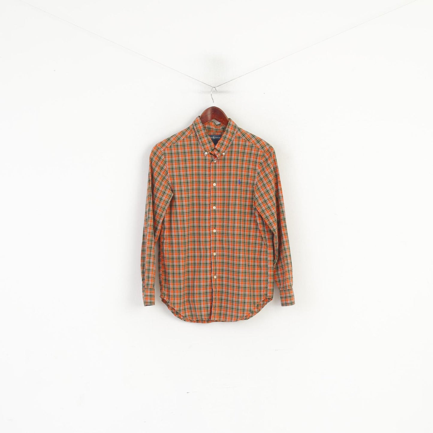 Ralph Lauren Camicia casual da ragazzo L (14-16 anni) Top a maniche lunghe in cotone a quadri arancione