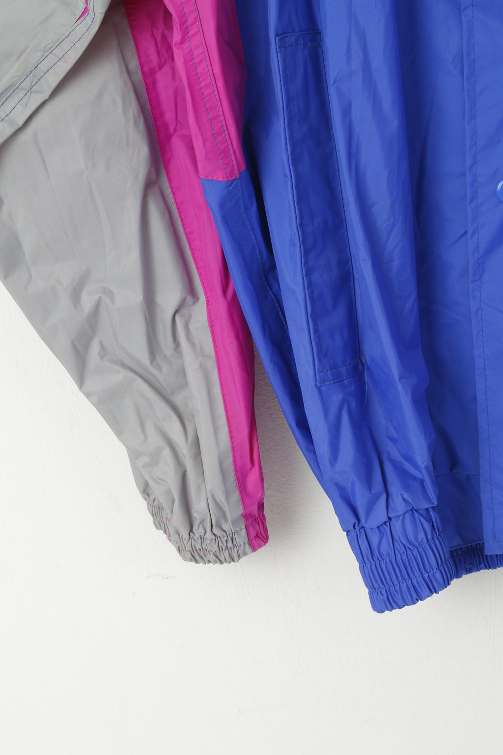 Giacca vintage da uomo L. Top in nylon blu con cerniera leggera antipioggia leggera