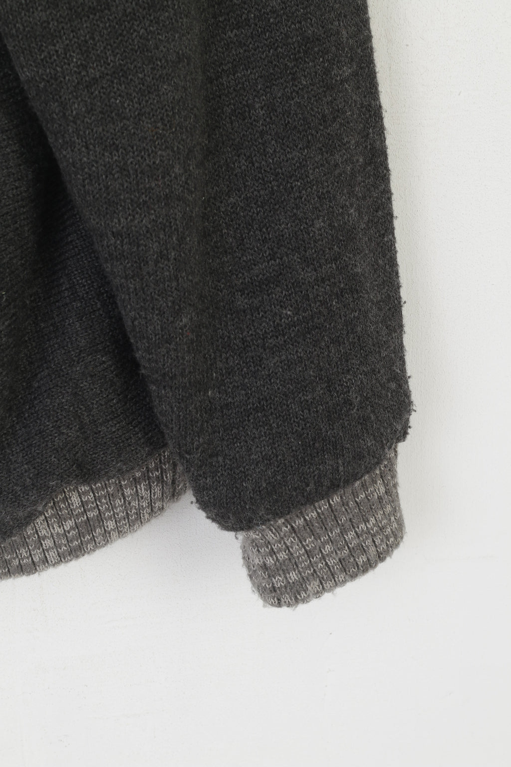 vintage Hommes 46 56 XXL Cardigan Gris Laine Rembourré Lourd Boutons Détaillés Pull