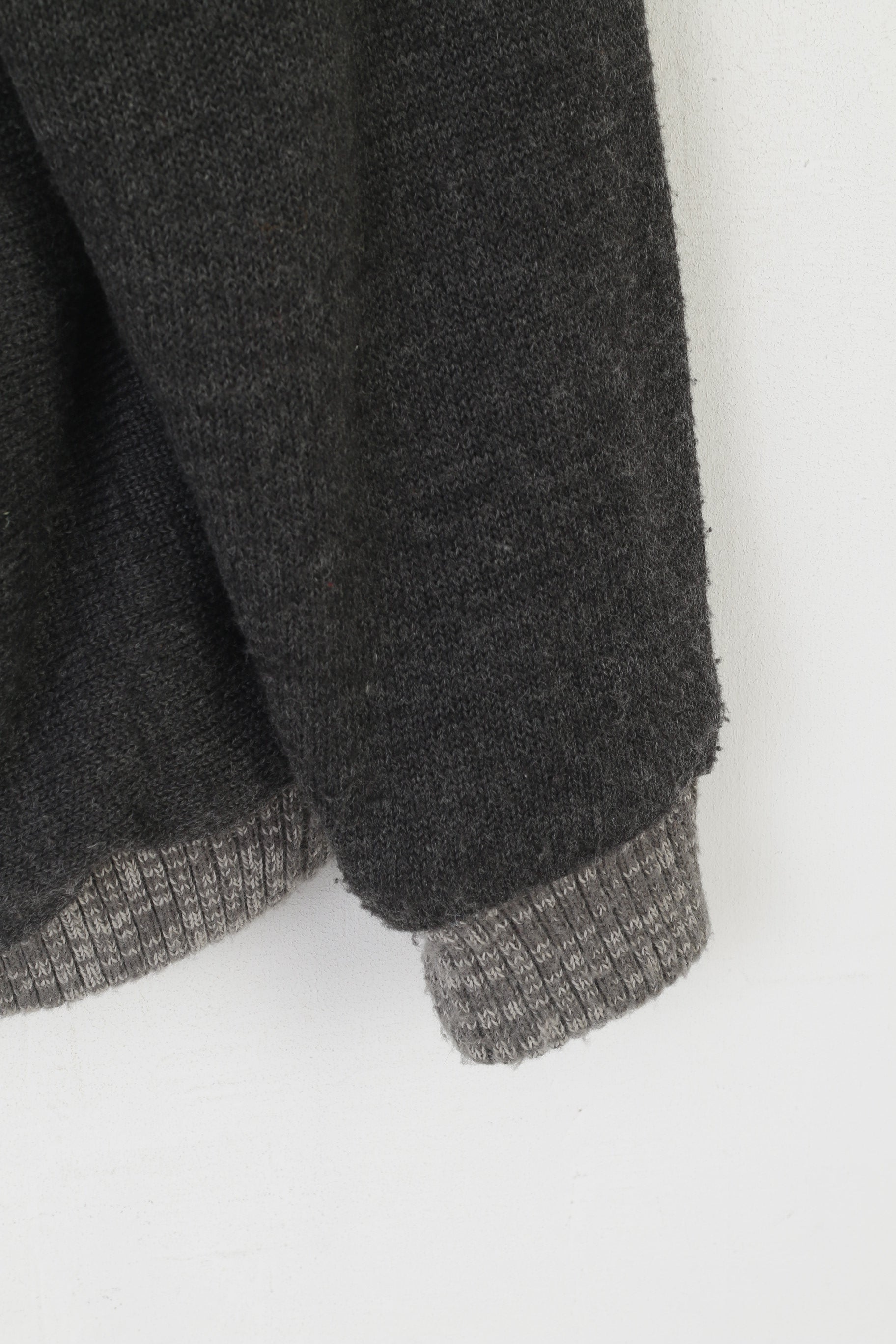 vintage Hommes 46 56 XXL Cardigan Gris Laine Rembourré Lourd Boutons Détaillés Pull