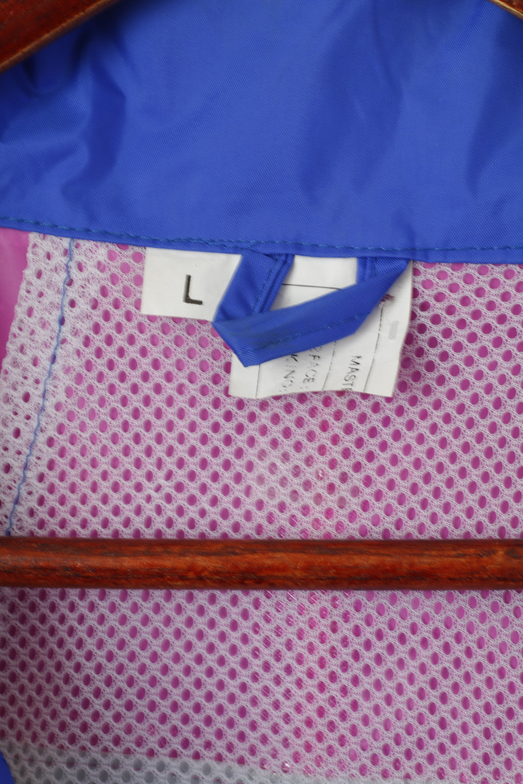 Giacca vintage da uomo L. Top in nylon blu con cerniera leggera antipioggia leggera