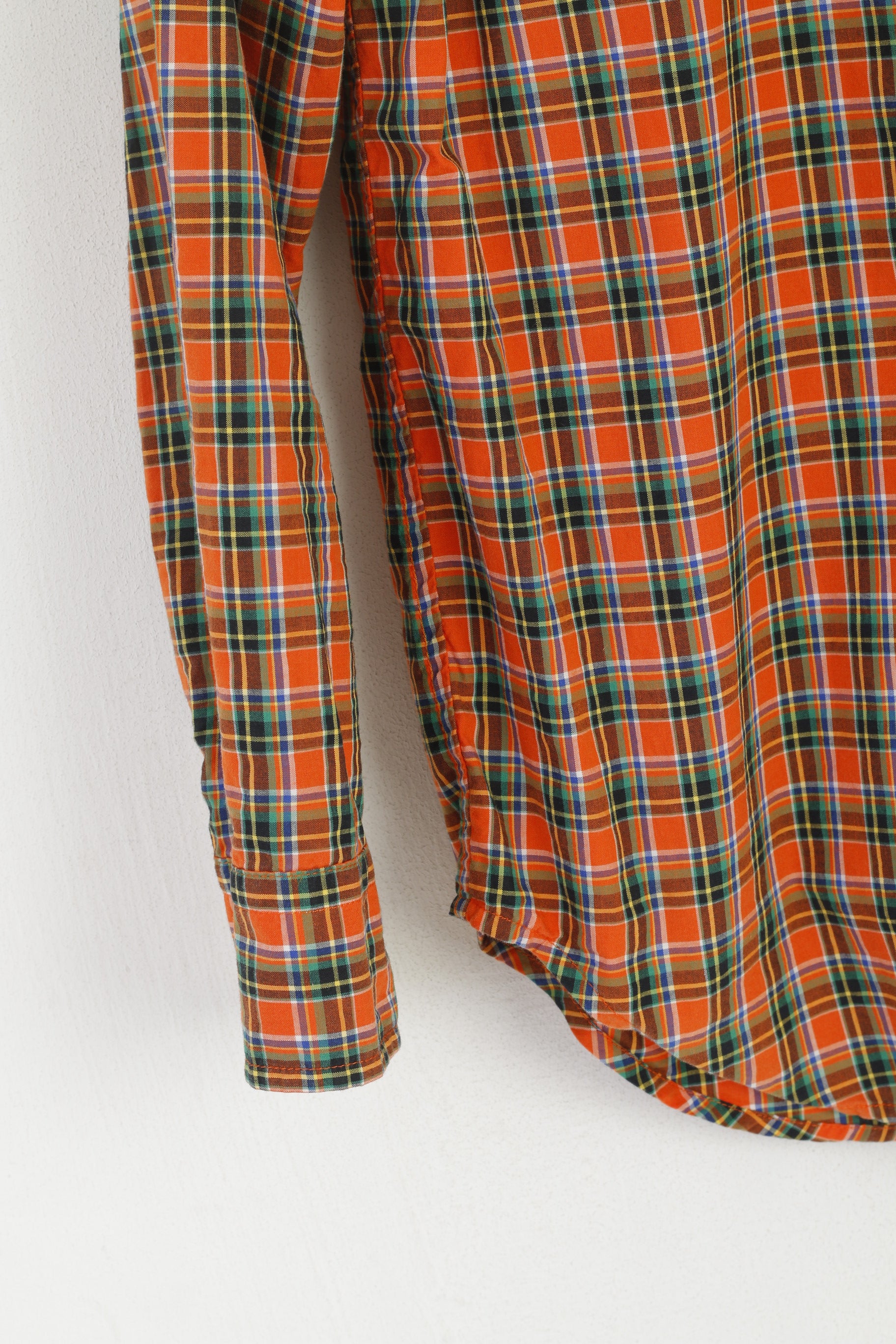 Ralph Lauren Chemise décontractée pour garçon L (14-16 ans) Haut à manches longues en coton à carreaux orange