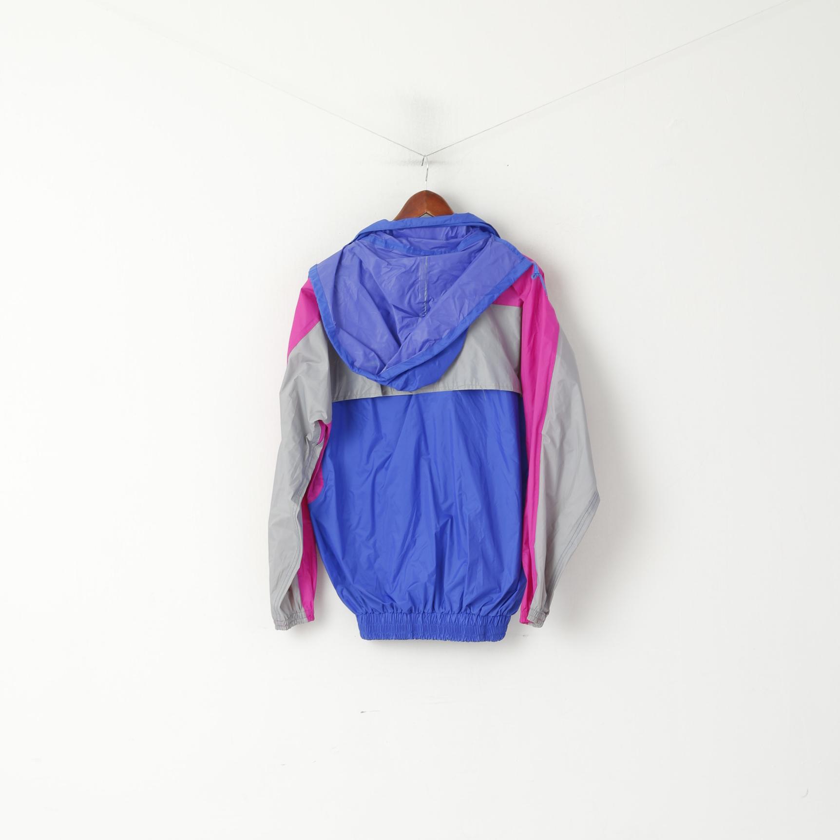 Giacca vintage da uomo L. Top in nylon blu con cerniera leggera antipioggia leggera