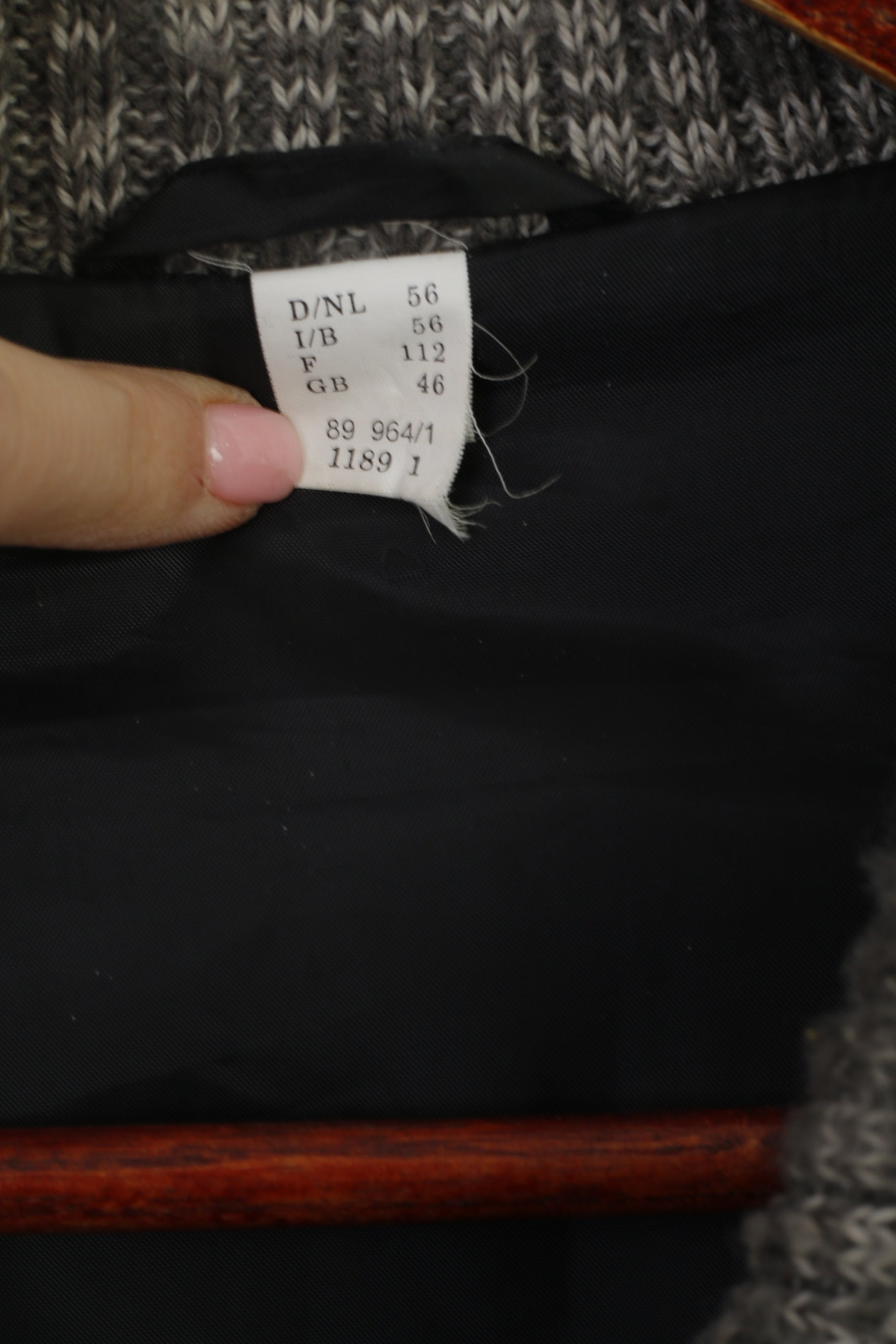 vintage Hommes 46 56 XXL Cardigan Gris Laine Rembourré Lourd Boutons Détaillés Pull