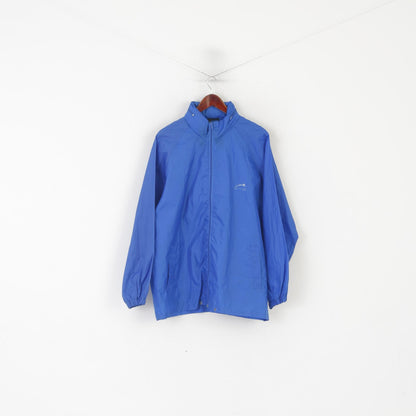 Slazenger Men L Jacket Blue Vintage Sheer Instinct Hidden Hood Full Zipper Top