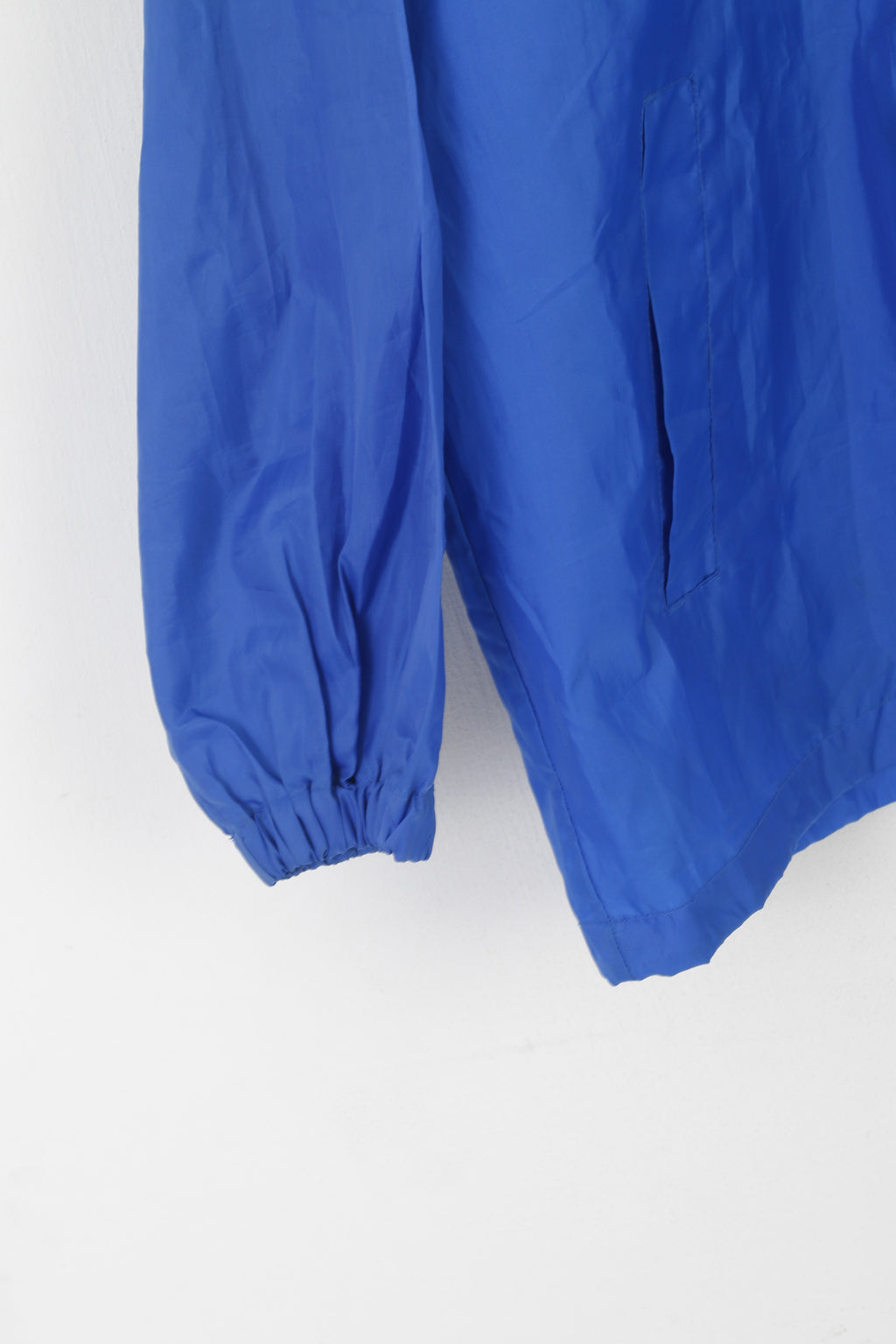 Slazenger Men L Jacket Blue Vintage Sheer Instinct Hidden Hood Full Zipper Top