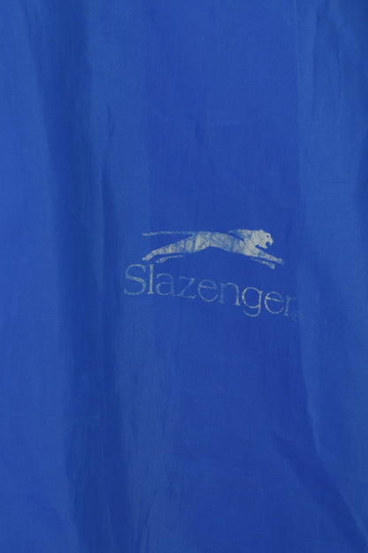 Slazenger Men L Jacket Blue Vintage Sheer Instinct Hidden Hood Full Zipper Top