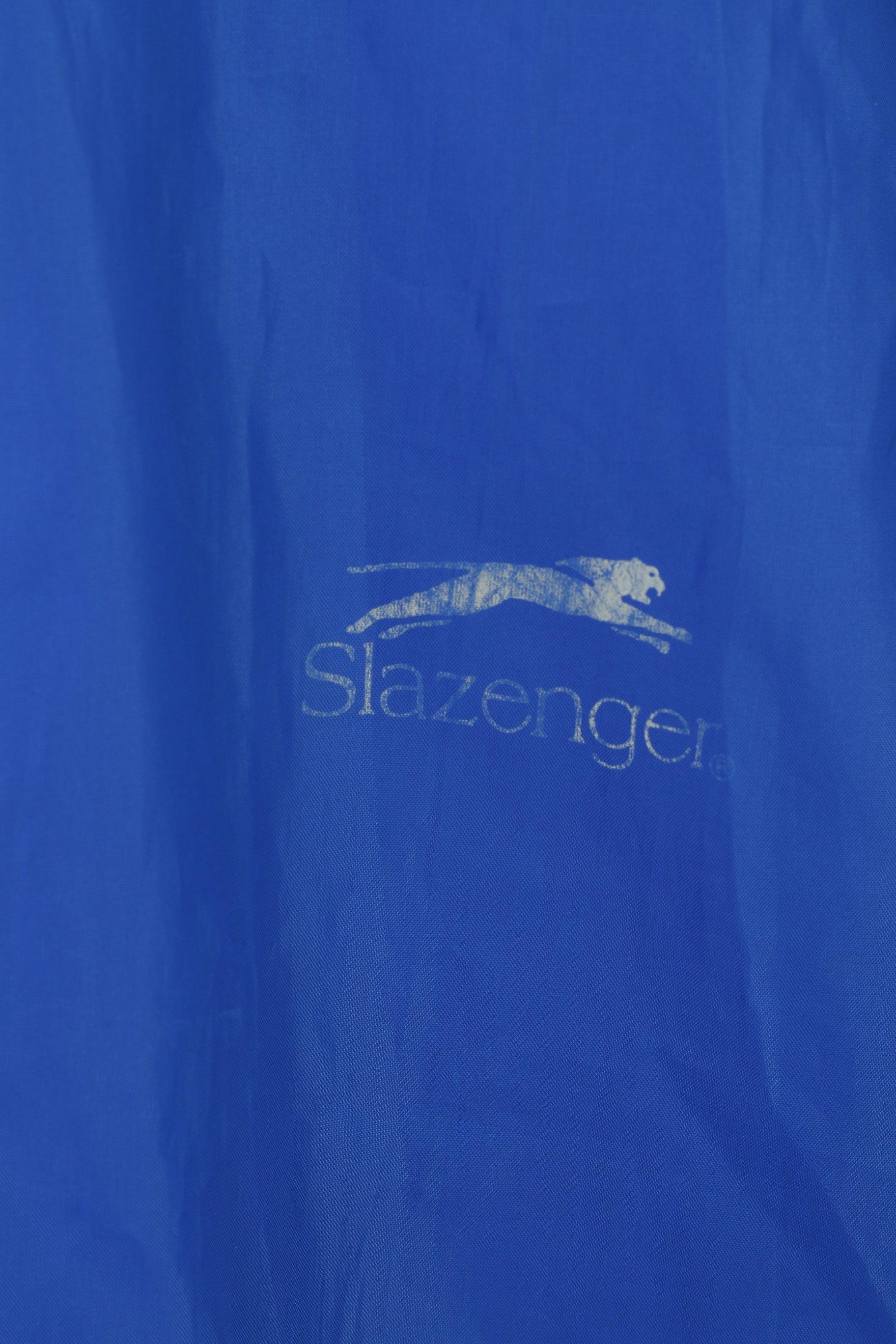 Slazenger Men L Jacket Blue Vintage Sheer Instinct Hidden Hood Full Zipper Top