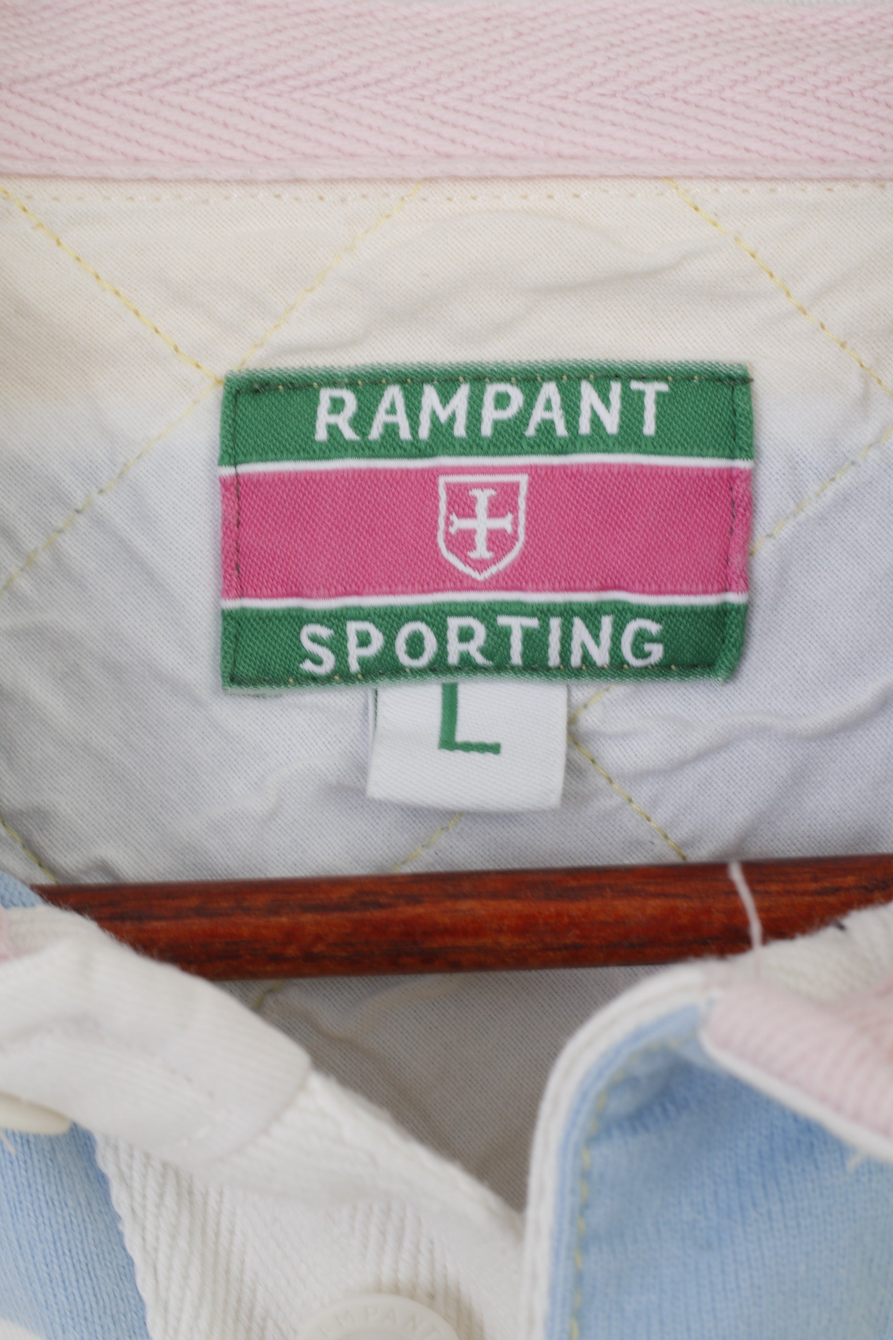 Polo Rampant Sporting da uomo L (M) Top a maniche lunghe in cotone a righe gialle e blu