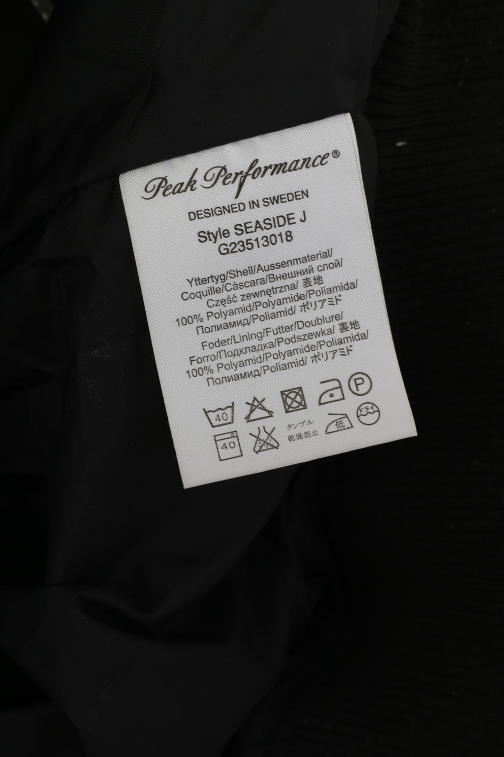 Peak Performance Veste XL pour homme en nylon noir imperméable avec fermeture éclair complète