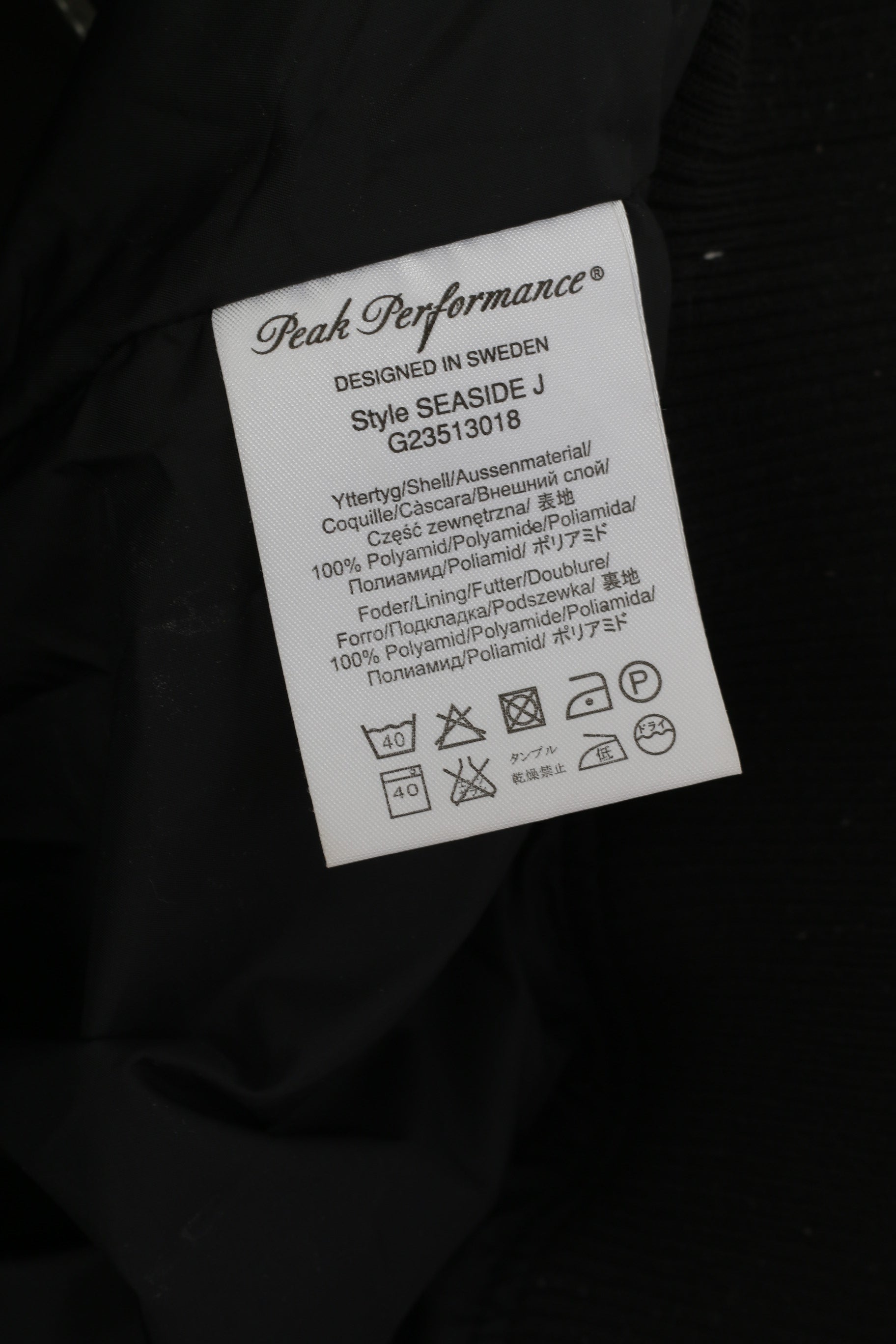 Peak Performance Veste XL pour homme en nylon noir imperméable avec fermeture éclair complète