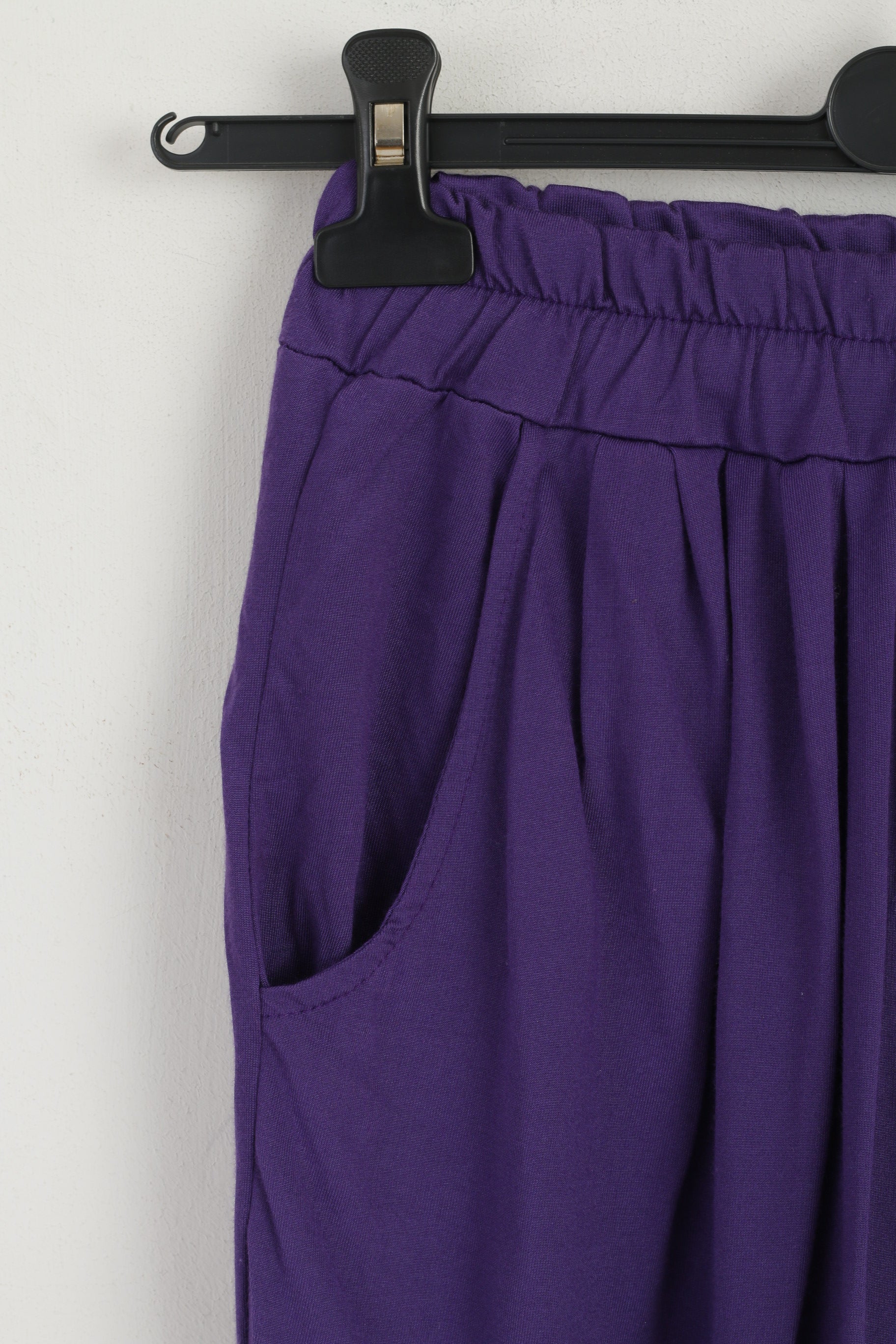 Eline Norawy Women M (S) Trousers Purple Cotton Tactel Classic High Waist Pants