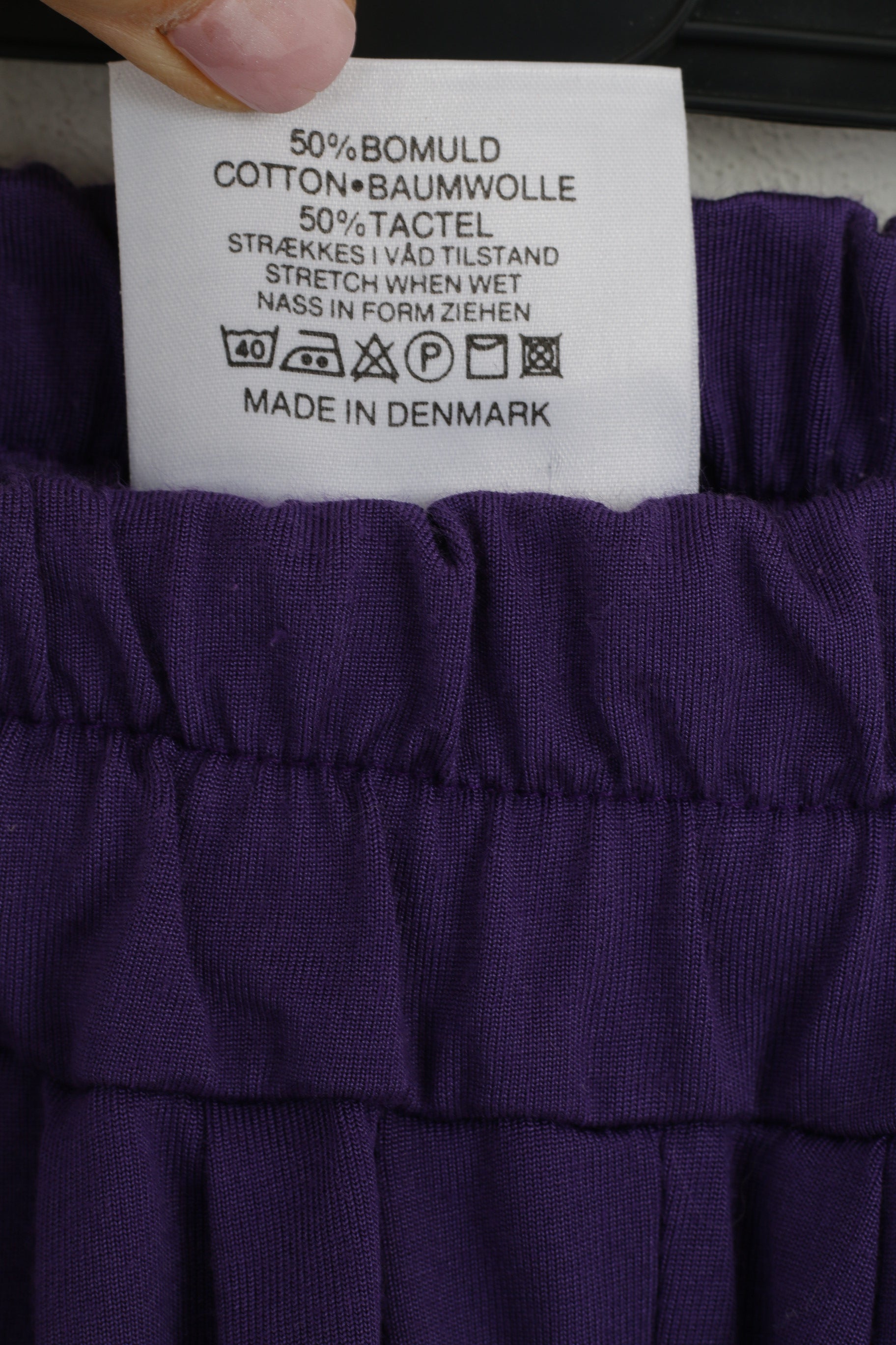 Eline Norawy Women M (S) Trousers Purple Cotton Tactel Classic High Waist Pants