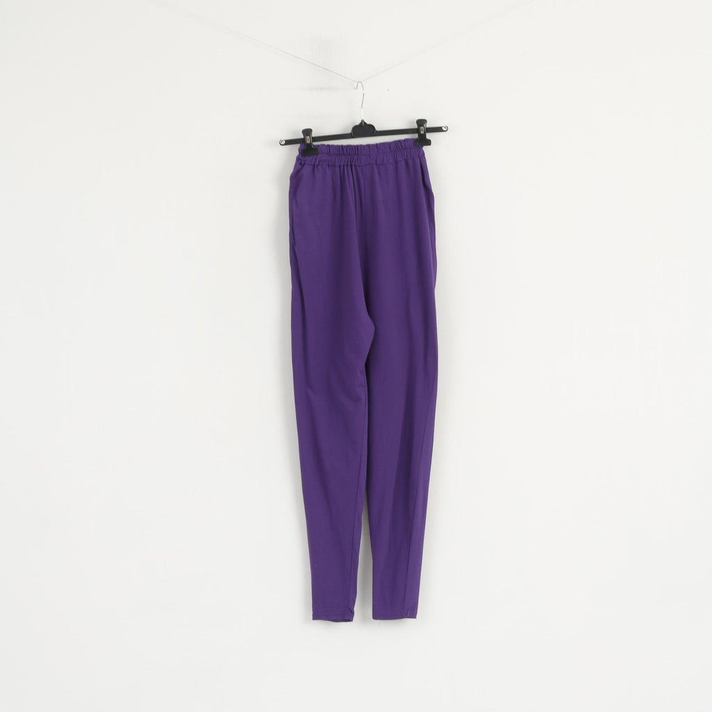 Eline Norawy Women M (S) Trousers Purple Cotton Tactel Classic High Waist Pants