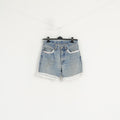 Mustang Jeans Women 32 Shorts Blue Handmade Denim Beads Cotton Summer