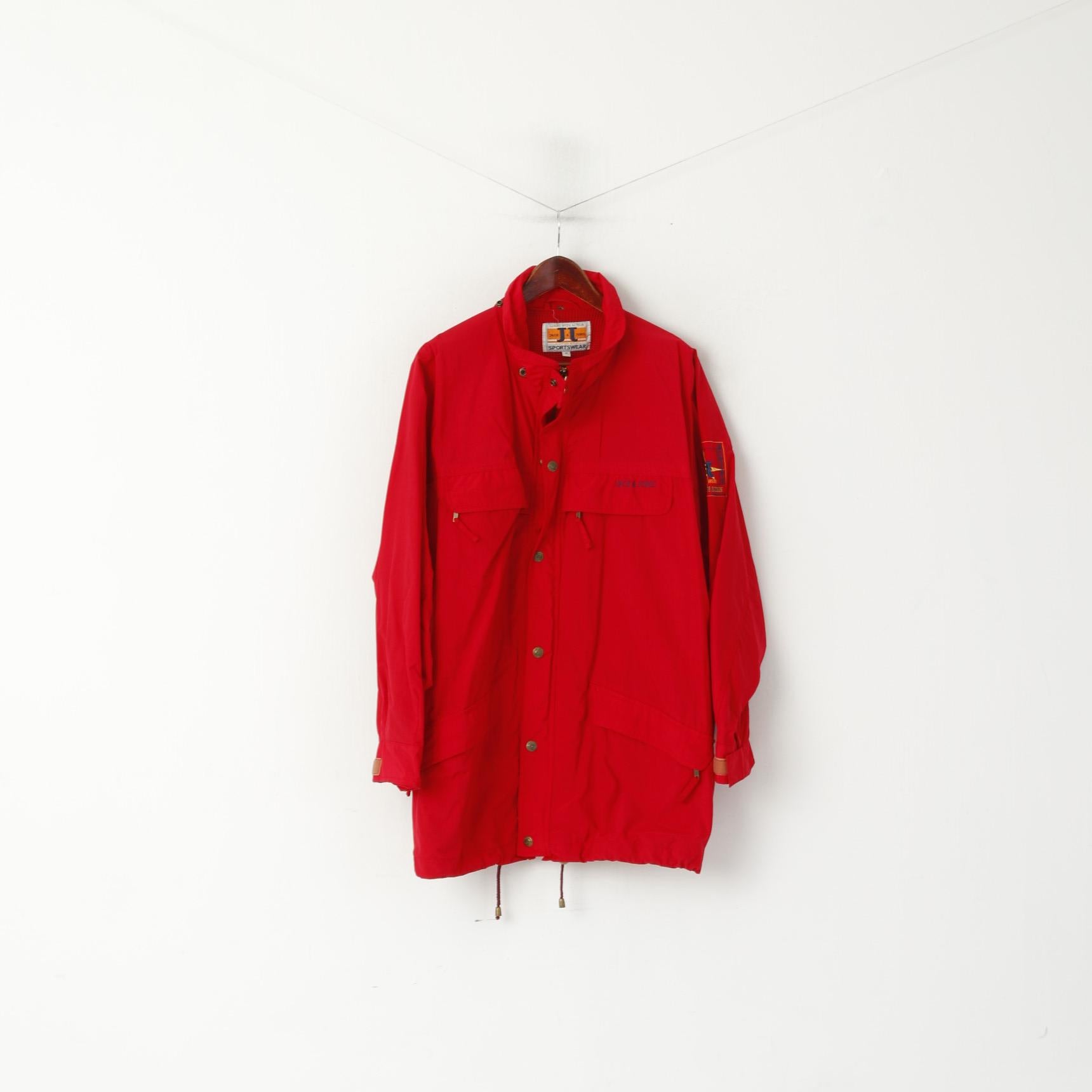 Jack &amp; Jones Hommes M Veste Rouge Nylon Léger Sportswear Rétro Outdoor Top