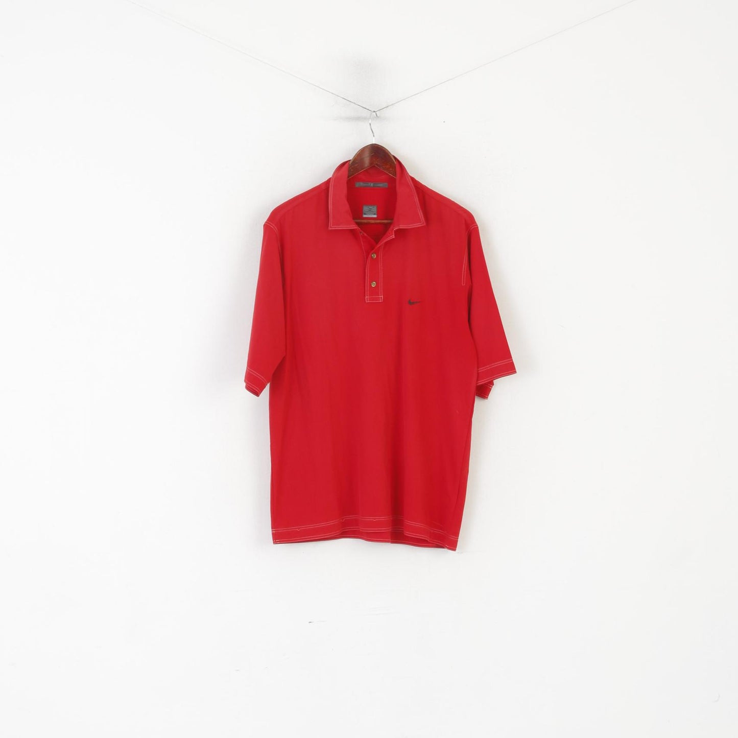 Nike Tiger Woods Men M Polo Shirt Red Sportswear Golf Jersey Vintage Top