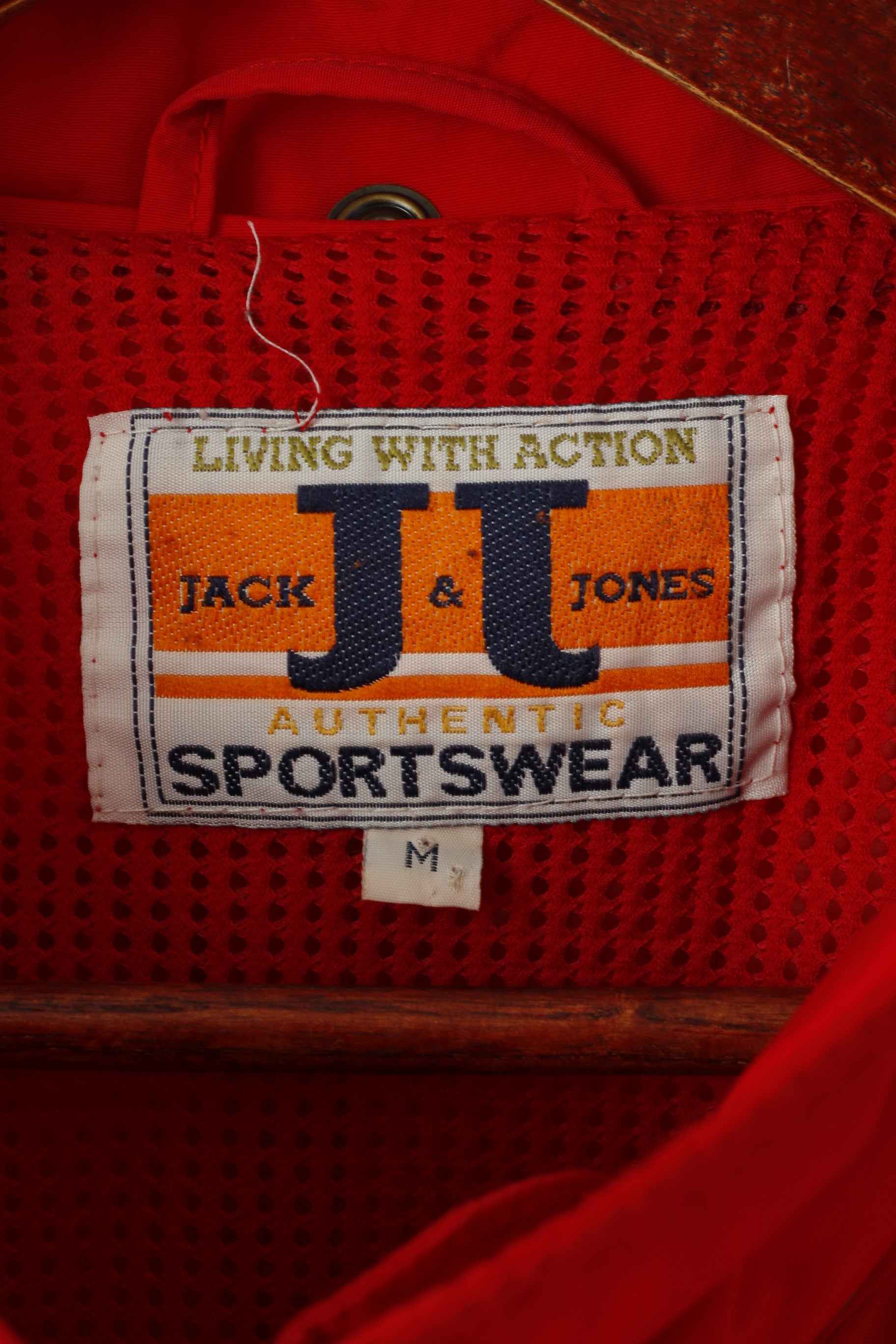 Jack &amp; Jones Hommes M Veste Rouge Nylon Léger Sportswear Rétro Outdoor Top