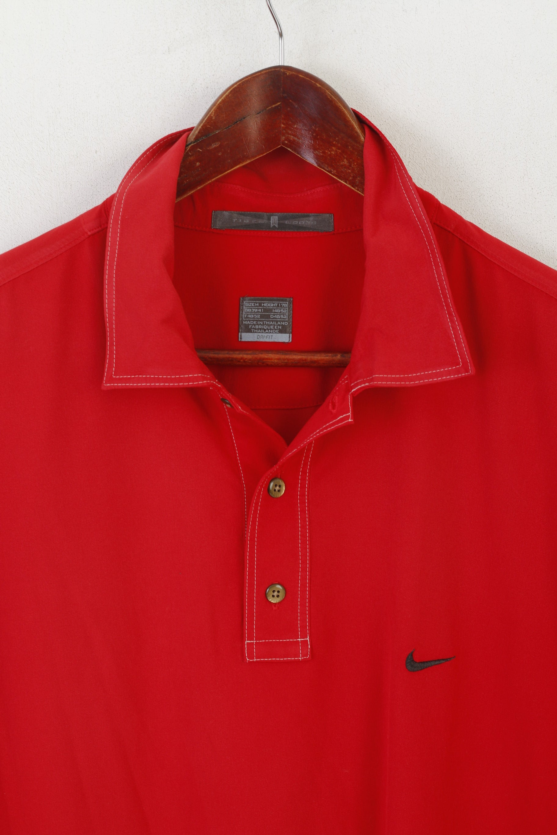 Nike Tiger Woods Hommes M Polo Rouge Sportswear Golf Jersey Vintage Top