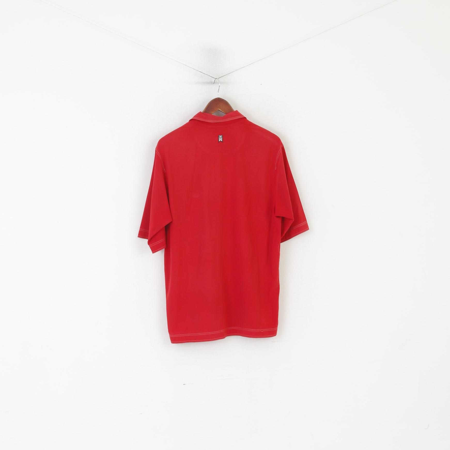 Nike Tiger Woods Men M Polo Shirt Red Sportswear Golf Jersey Vintage Top