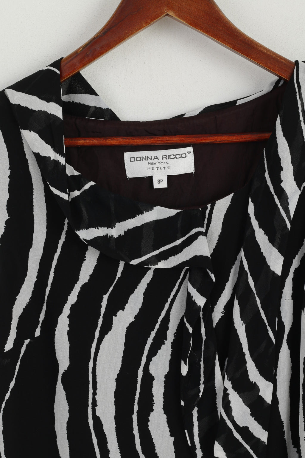 Donna Ricco New York Women 8P S Dress Black & White Petite Mini Cocktail