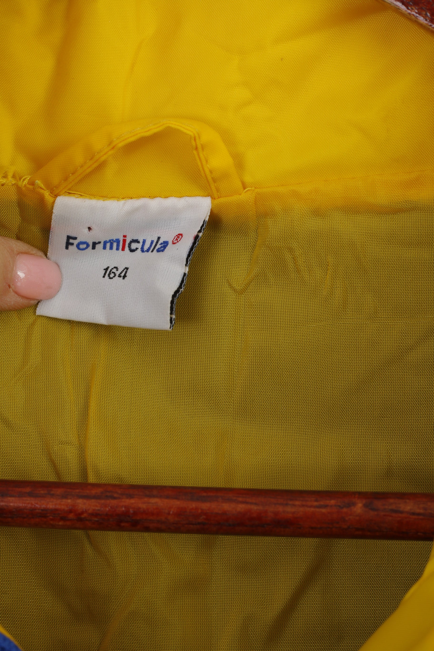 Formicula Boys 164 Veste Bleu Jaune Nylon Imperméable À Capuche Réfléchissant Top